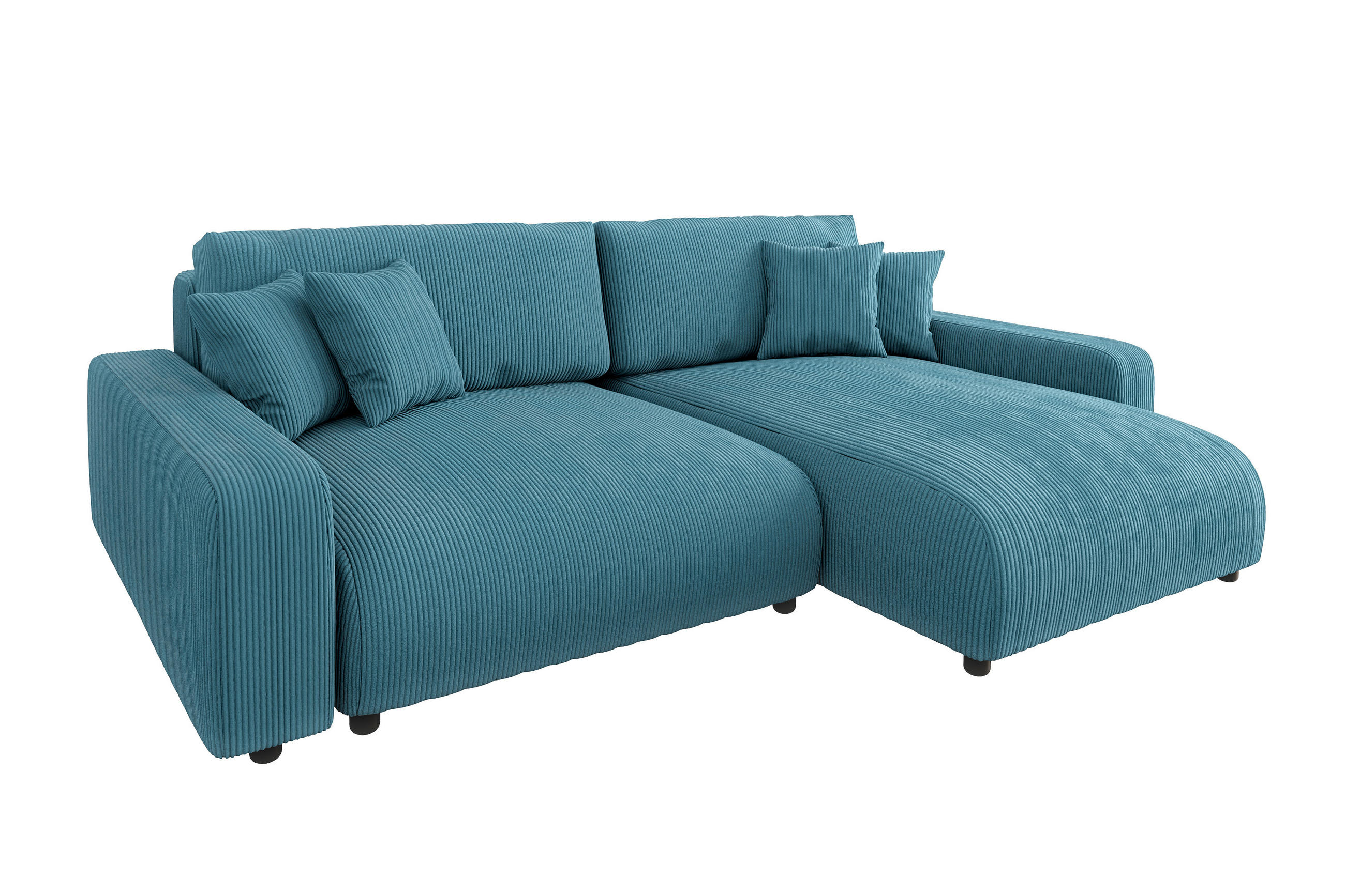 ECKSOFA Emma Türkis Cord - Ottomane rechts - Türkis, Textil (234/170cm) - S-Style Möbel