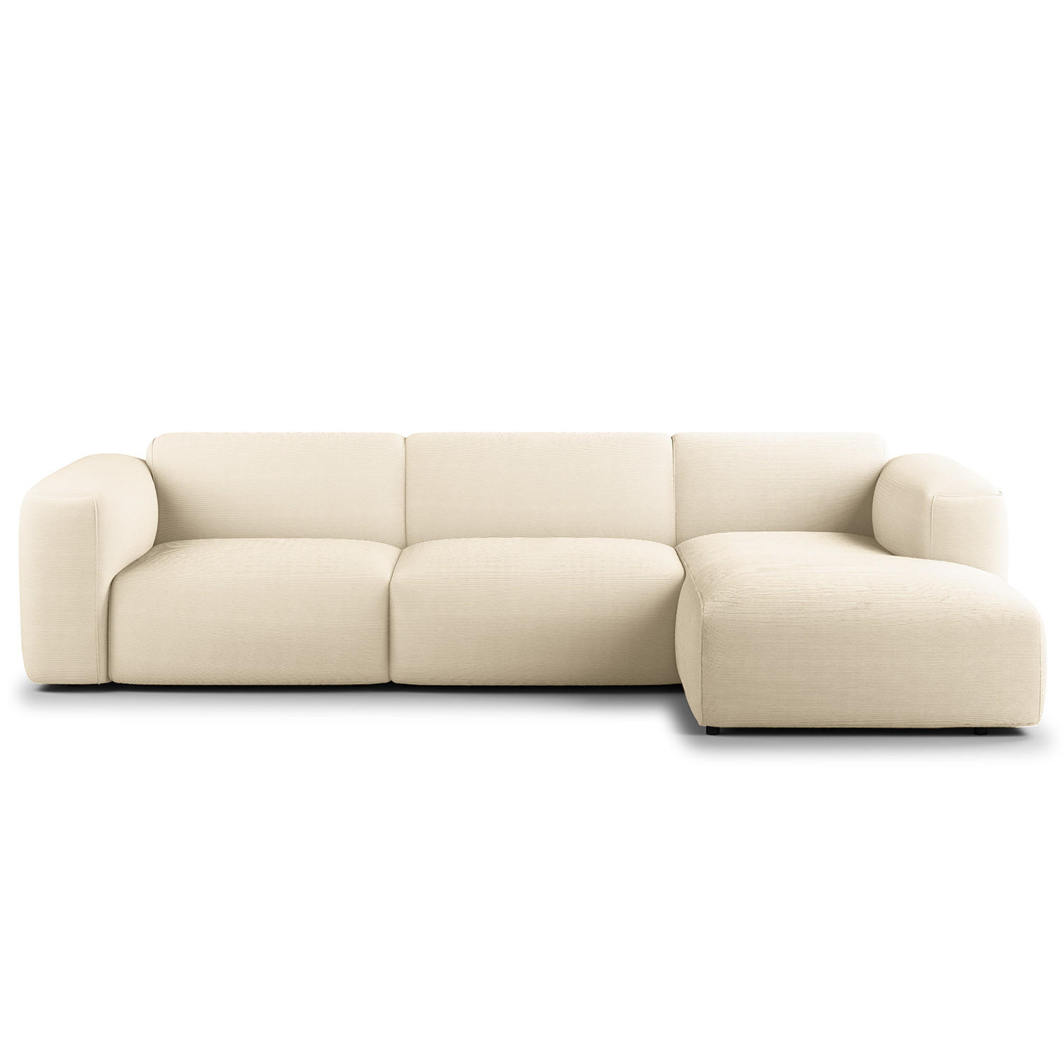 3-SITZER ECKSOFA mit Longchair - Beige/Schwarz, Textil (284/173cm) - home24