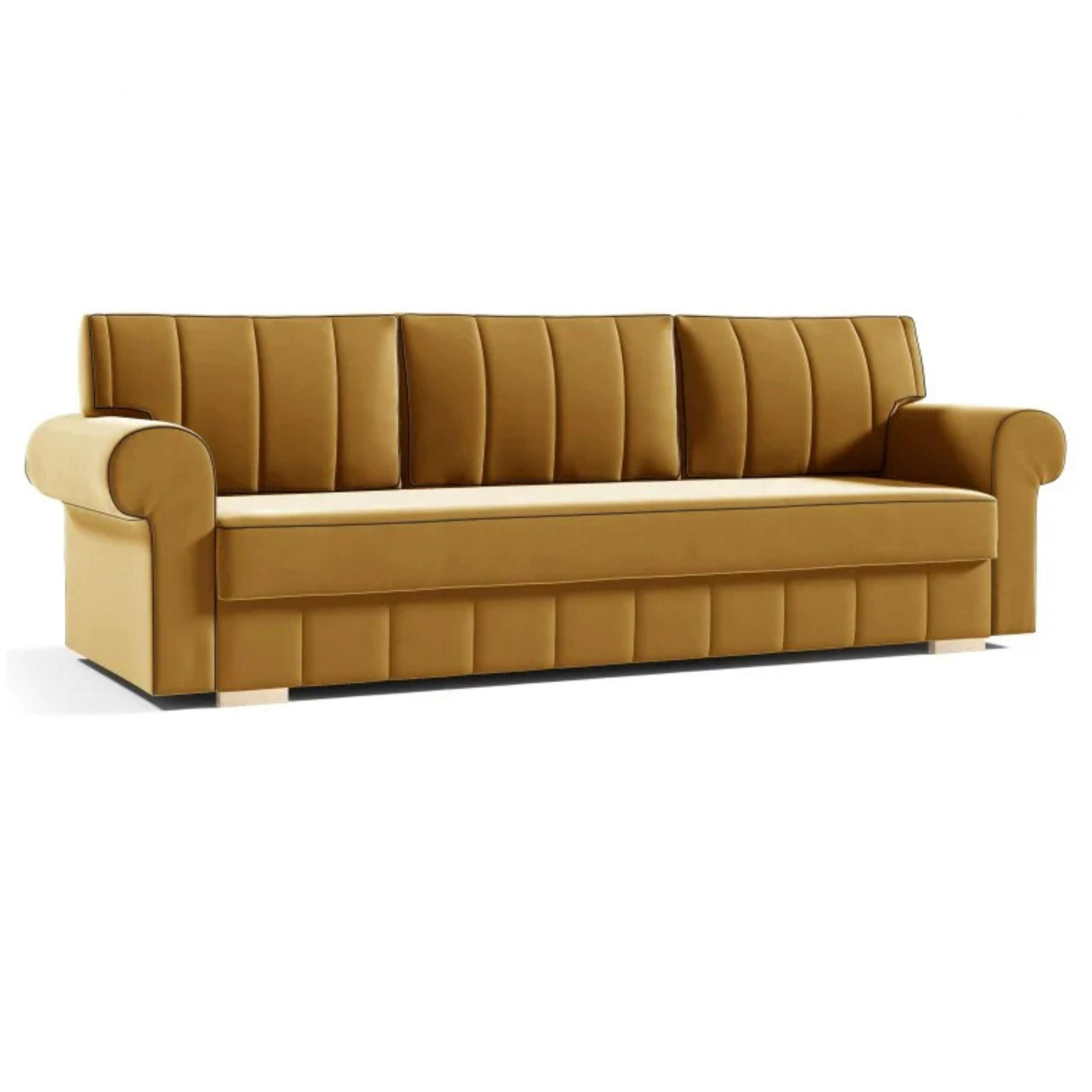 SCHLAFSOFA INES, Sofa mit Schlaffunktion und Bettkasten, Farbe: Gelb, Veloursstoff - Gelb, Textil (237/90/85cm) - Sepro Meble