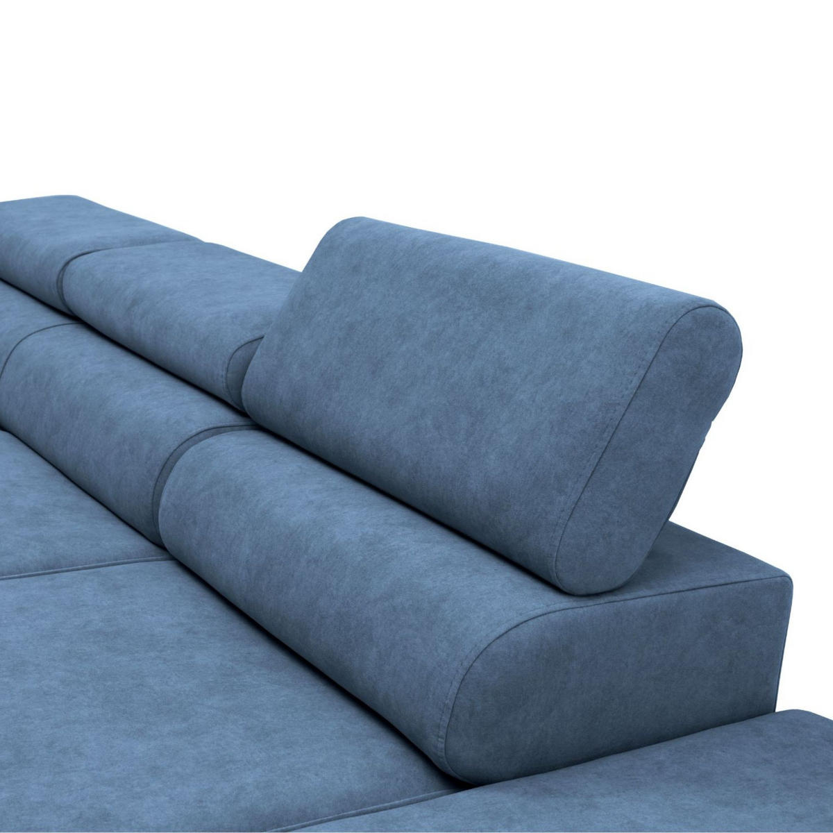 ECKSOFA JAZZ L Rechts mit Schlaffunktion 127x216 Velours Blau - Blau/Schwarz, Holz/Textil (237/285cm) - Muffo