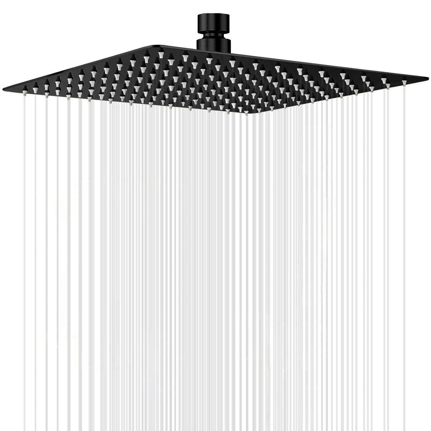 DUSCHKOPF Regendusche 30 cm Quadratisch Schwarz Edelstahl - Schwarz, Metall (30.5/12.7/30.5cm)
