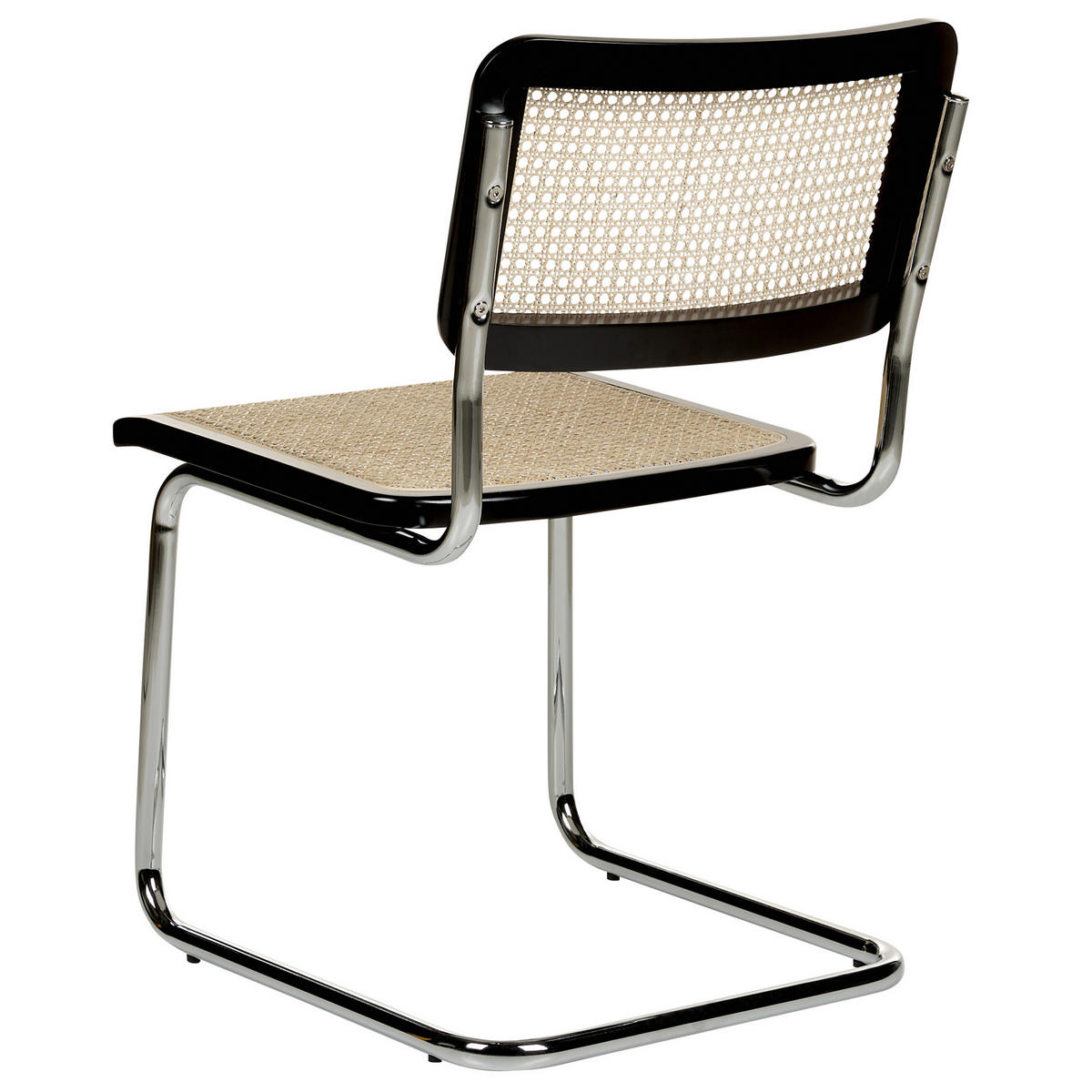 ESSZIMMERSTUHL 2er-Set Rattan natürlich/schwarz Cordova - Schwarz/Naturfarben, Naturmaterialien (49/83/50cm) - Beliani