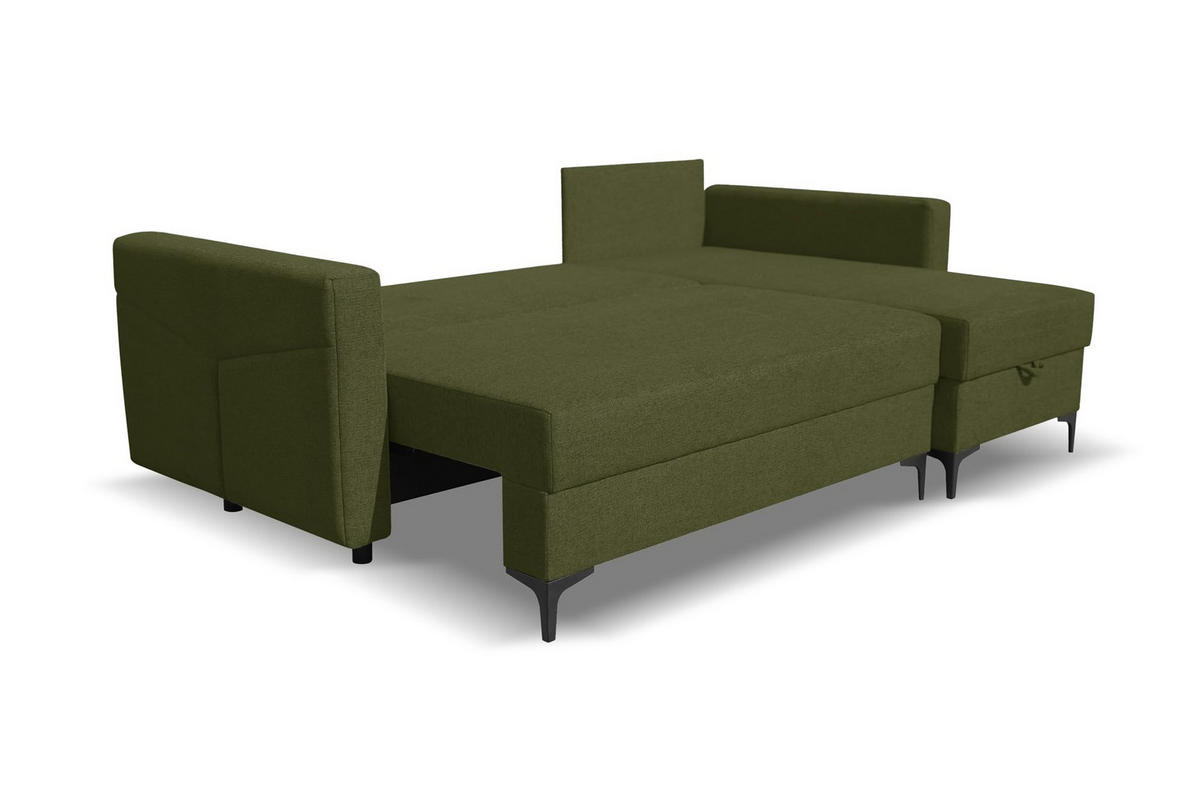 ECKSOFA KAIRO mit Schlaffunktion und Zwei Bettkasten (Grün) - Grün, Textil (230/150cm) - VENASI MÖBEL