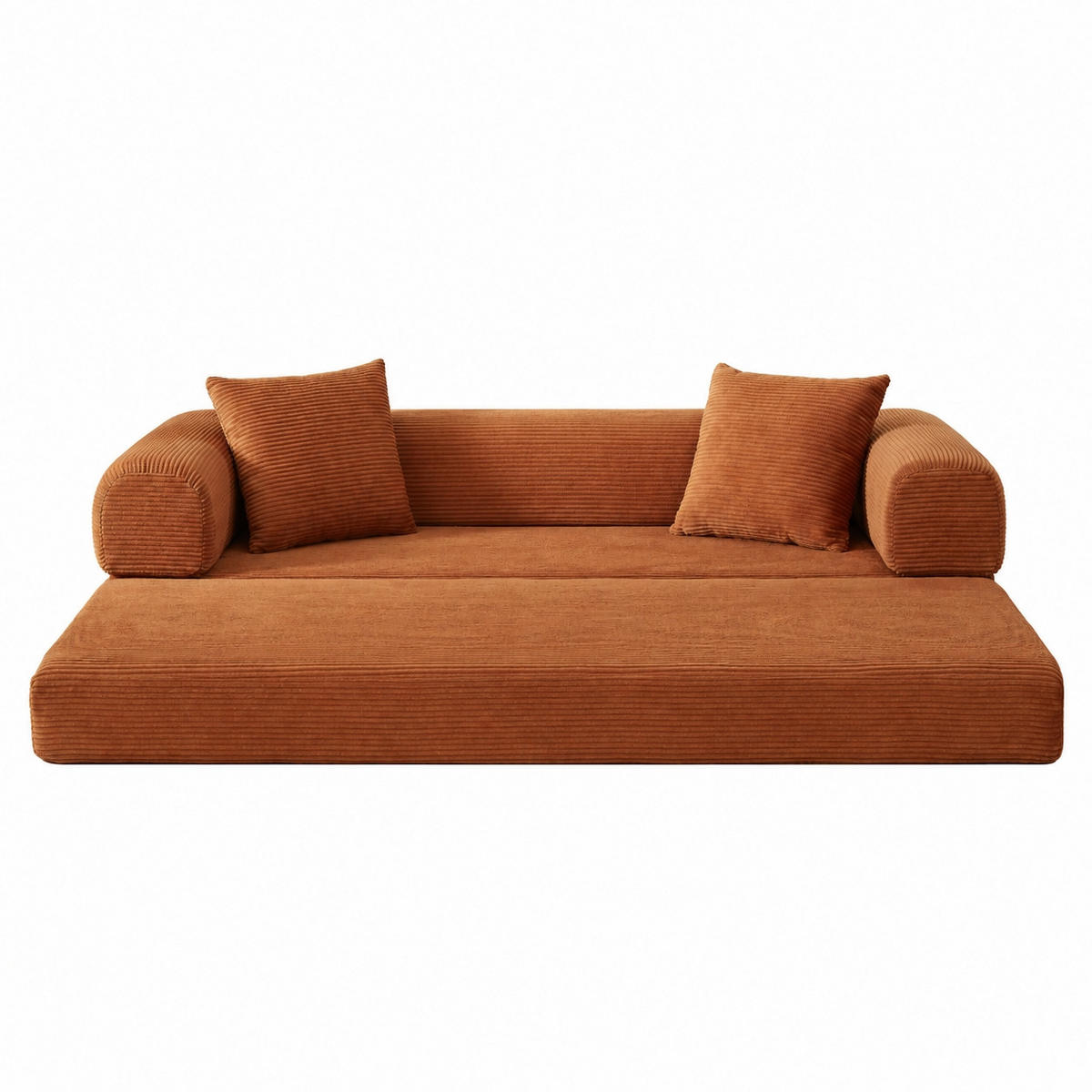 SCHLAFSOFA 195/89/59 cm Terrakotta Samtstoff, 3-Sitzer - Terracotta, Textil (89/59/195cm) - Oxeza