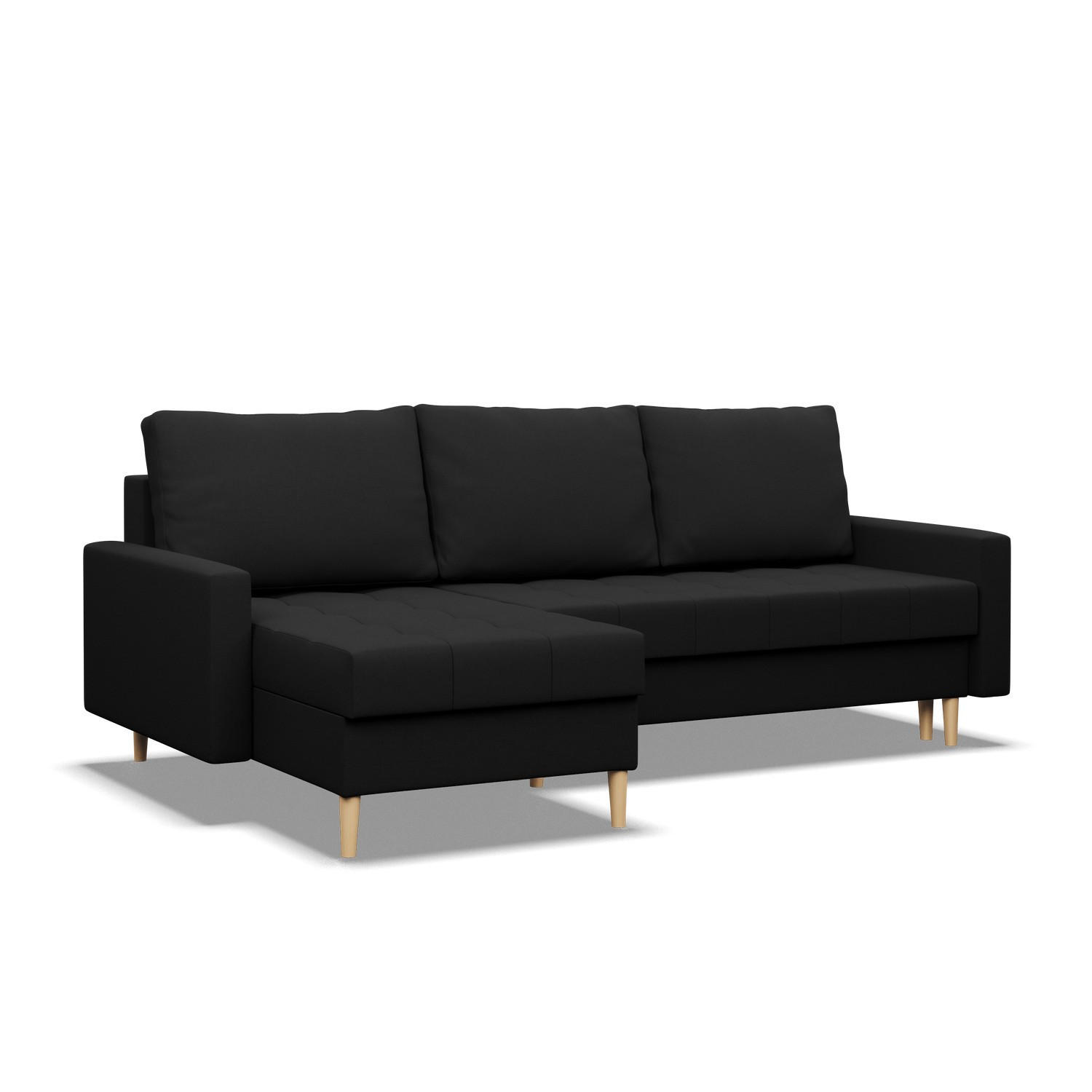 ECKSOFA MIT SCHLAFFUNKTION ELMA, Schwarz - Schwarz, Textil (223/140cm)