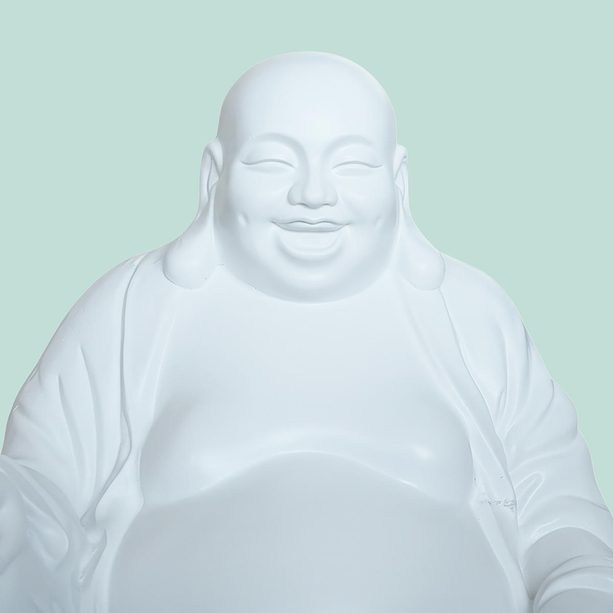 BUDDHA Figur - Weiß, Kunststoff (43/45/43cm) - Relaxdays