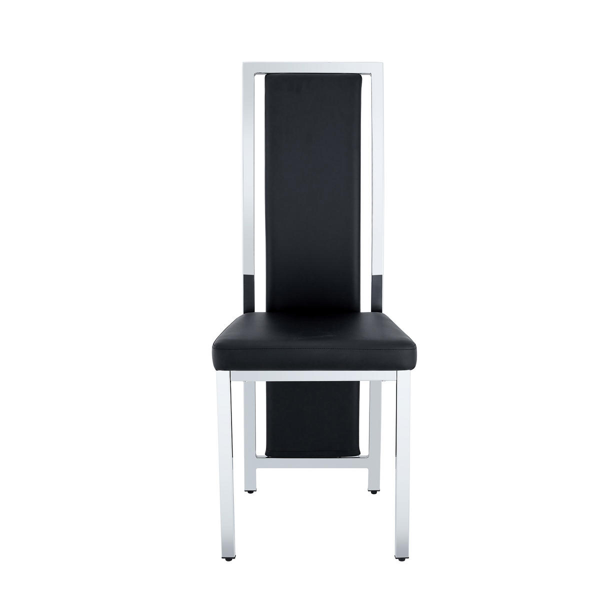 STUHL-SET DE-36611 4 Stück mit PU-Bezug und Metallrahmen Schwarz - Schwarz, Metall (42.7/109/44cm) - ComfortXL