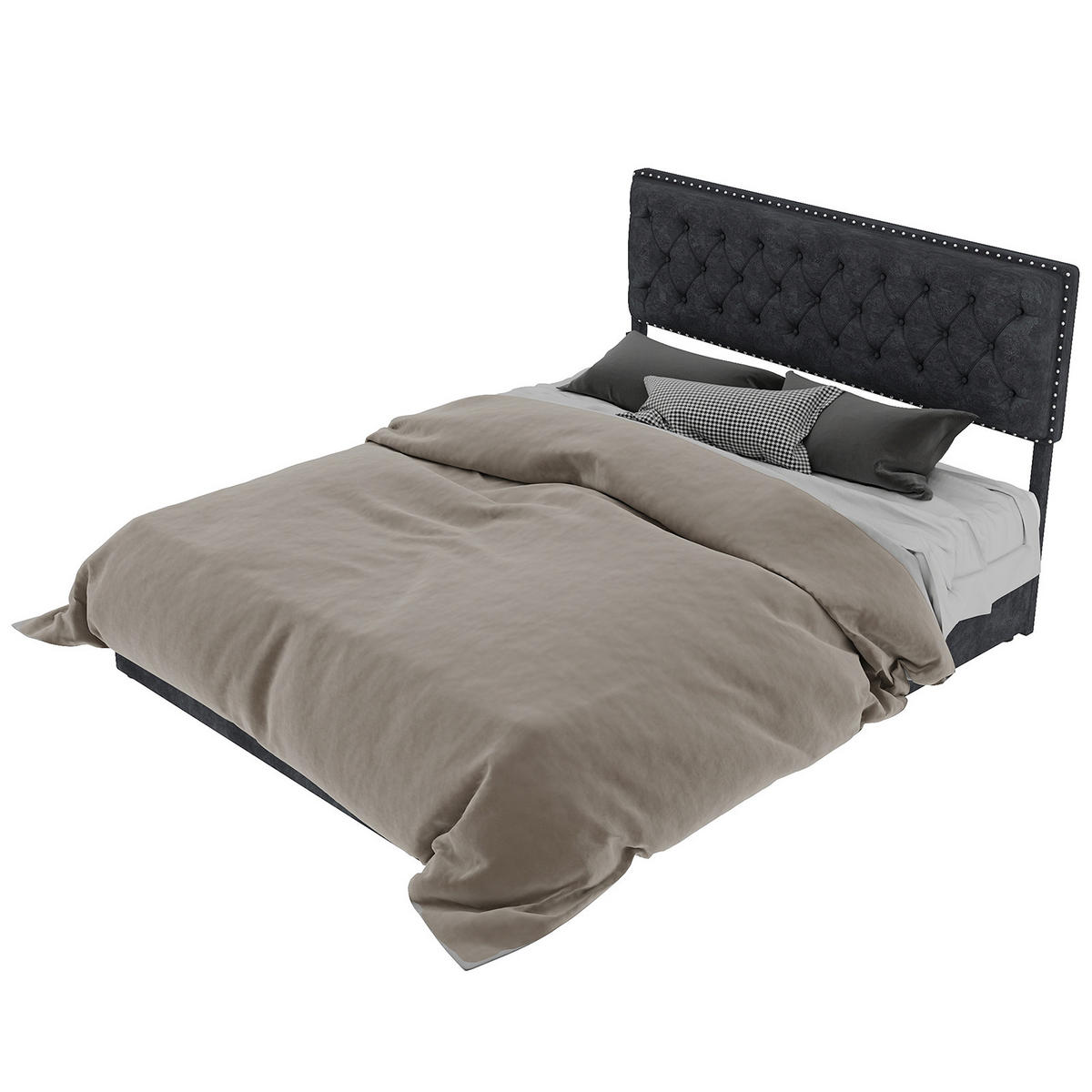 POLSTERBETT 160x200 cm Samt Stauraum hydraulisch grau - Grau, Textil (160/200cm) - LEBENLANG