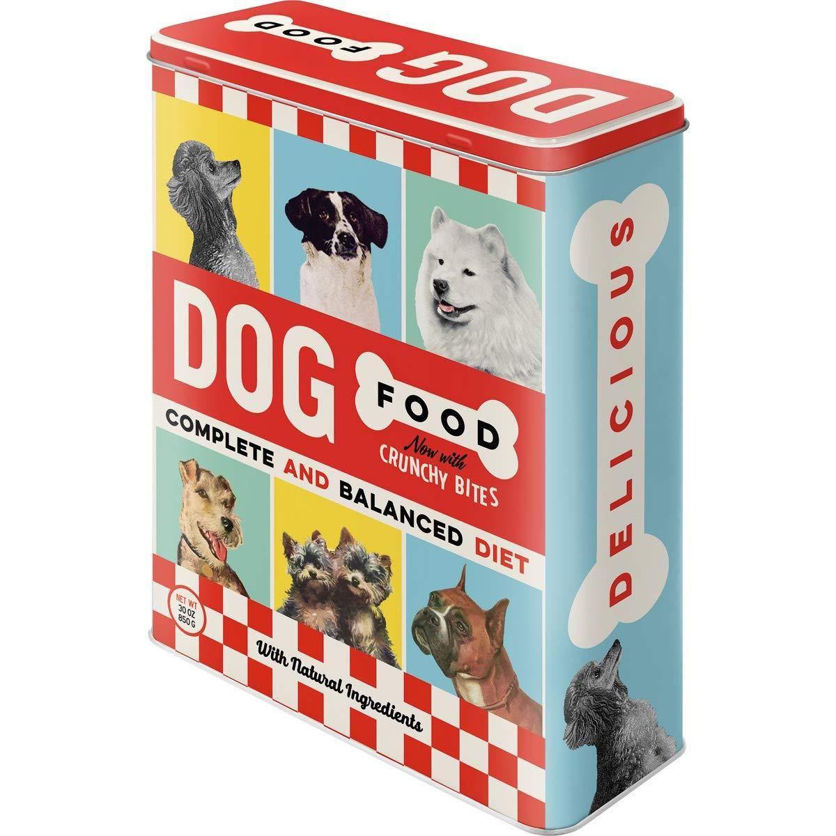 VORRATSDOSE XL Animal Club Dog Food - Rot/Weiß, Metall (19/26/8cm) - Nostalgic-Art