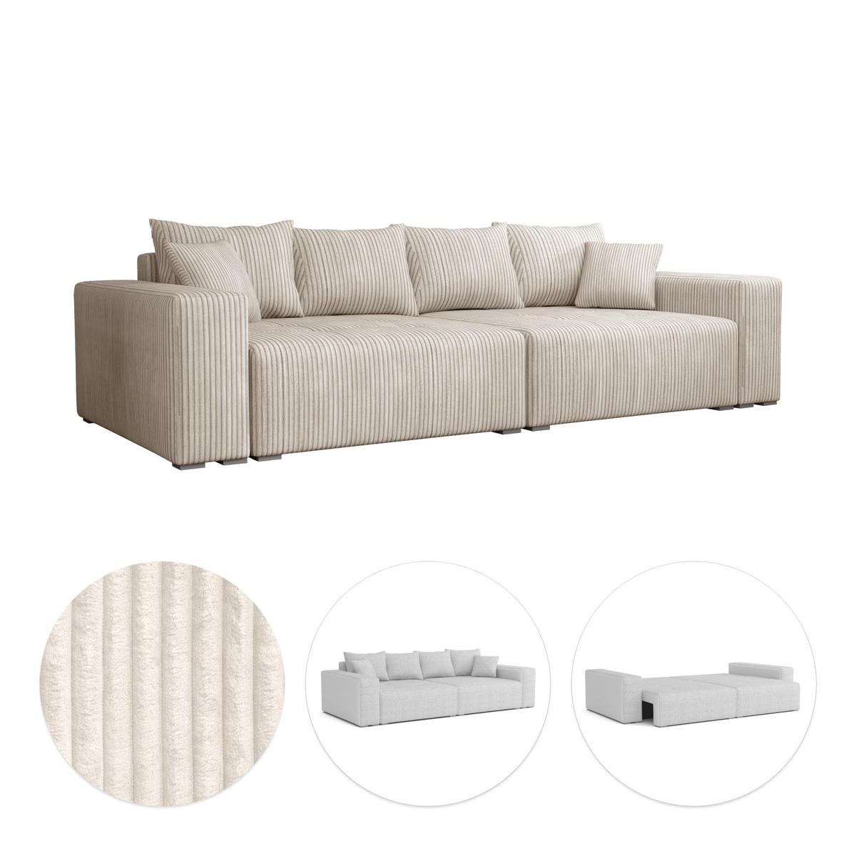 SCHLAFSOFA Couch Elstra Creme - Creme, Textil (300/97/140cm) - Fedve