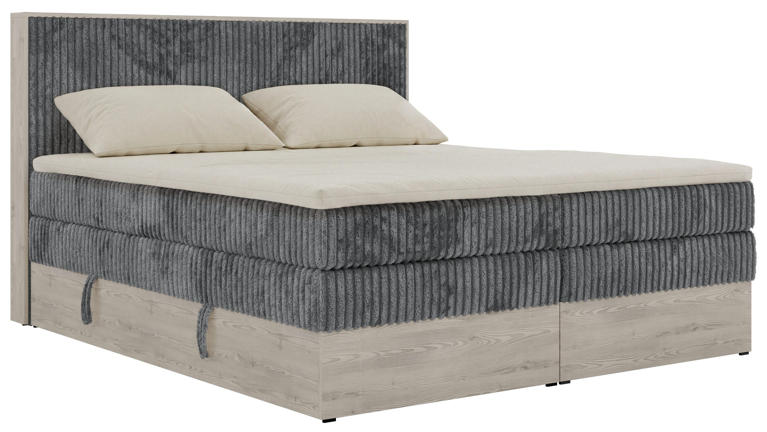 MKS POSTEL BOXSPRING NORDIC KING 140/200 - Šedá Manšestr - Topper T25 - H3