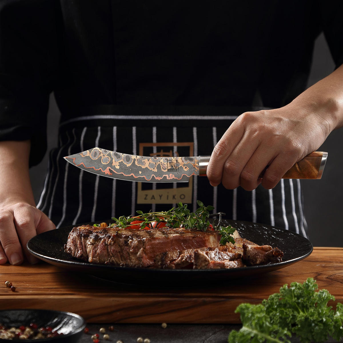 STEAKMESSER 13 cm - Ahornfarben, Holz/Metall (25cm) - Zayiko