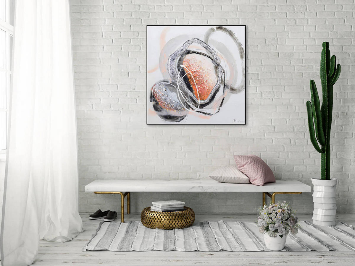 ACRYLBILD HANDGEMALT 80/80 cm - Rot/Schwarz, Holz/Textil (80/80cm) - KUNSTLOFT