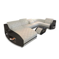 WOHNLANDSCHAFT Stoff Sofa Swing U Form Elfenbein Schwarz Strukturstoff - Creme, Kunststoff (404/90/220cm)