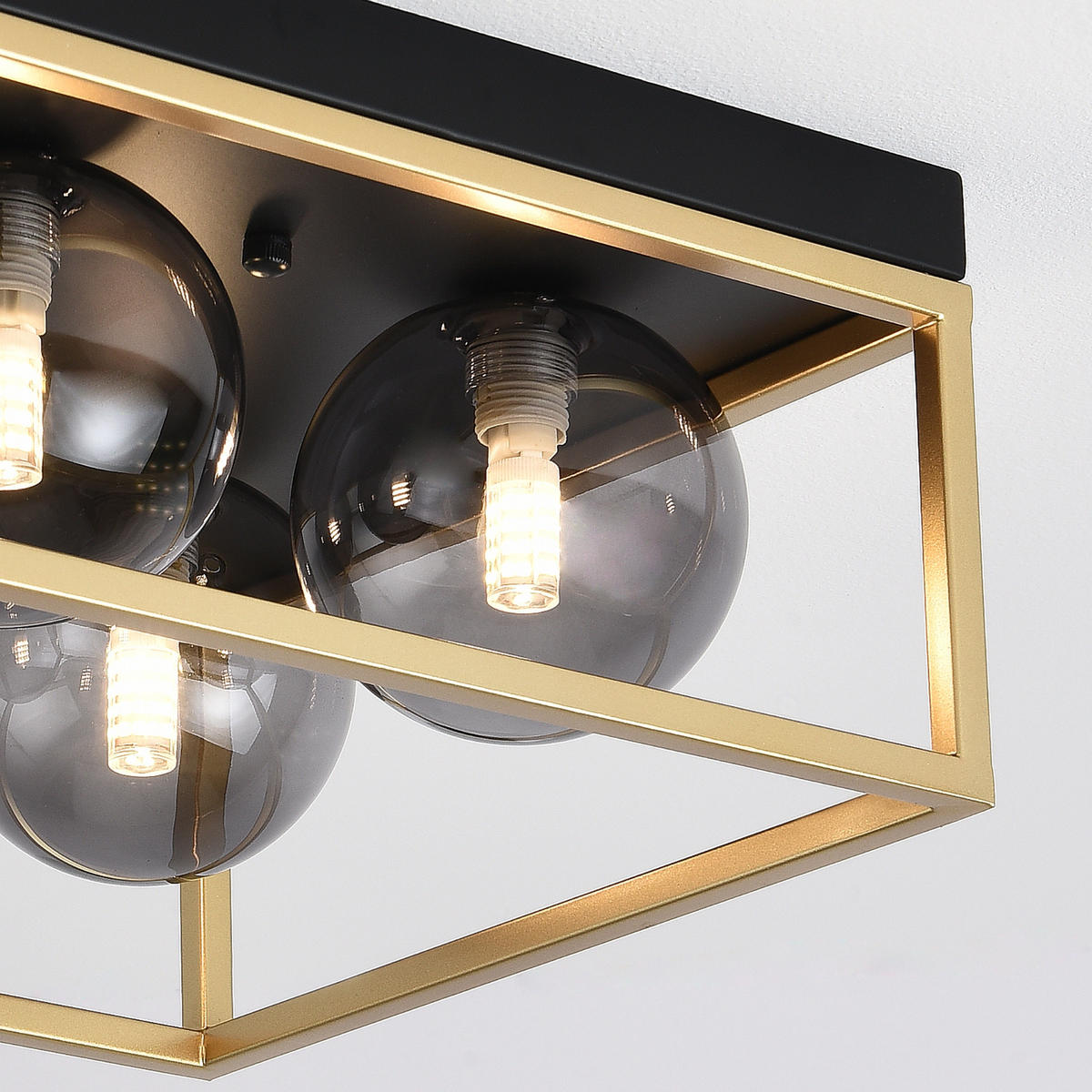 DECKENLEUCHTE Widnes - Goldfarben/Schwarz, Glas/Metall (28/28/14.5cm) - lux.pro
