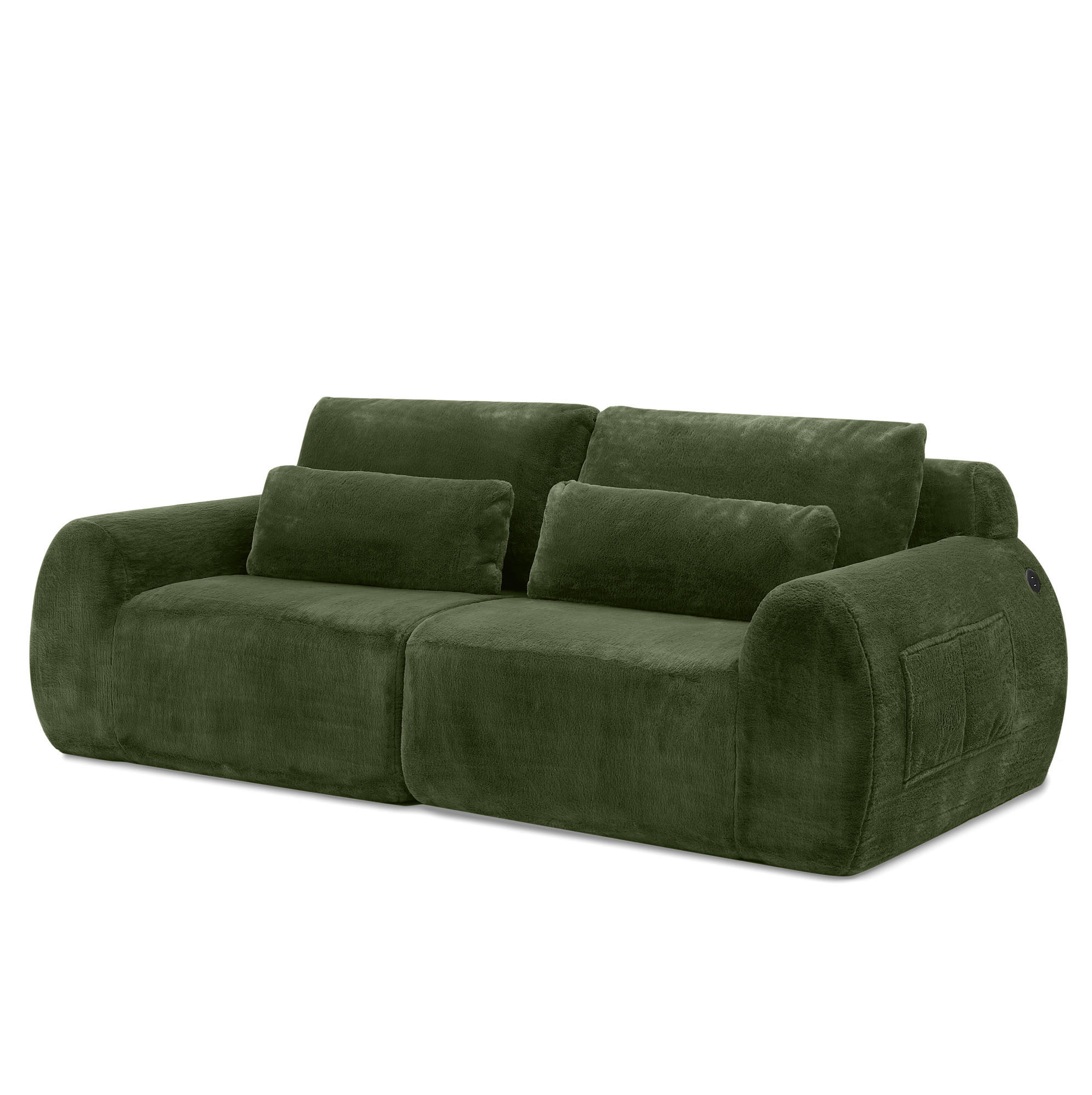 SOFA mit USB-Anschluss 2-Sitzer Green - Grün, Kunststoff (208/81/101cm) - Meubliv