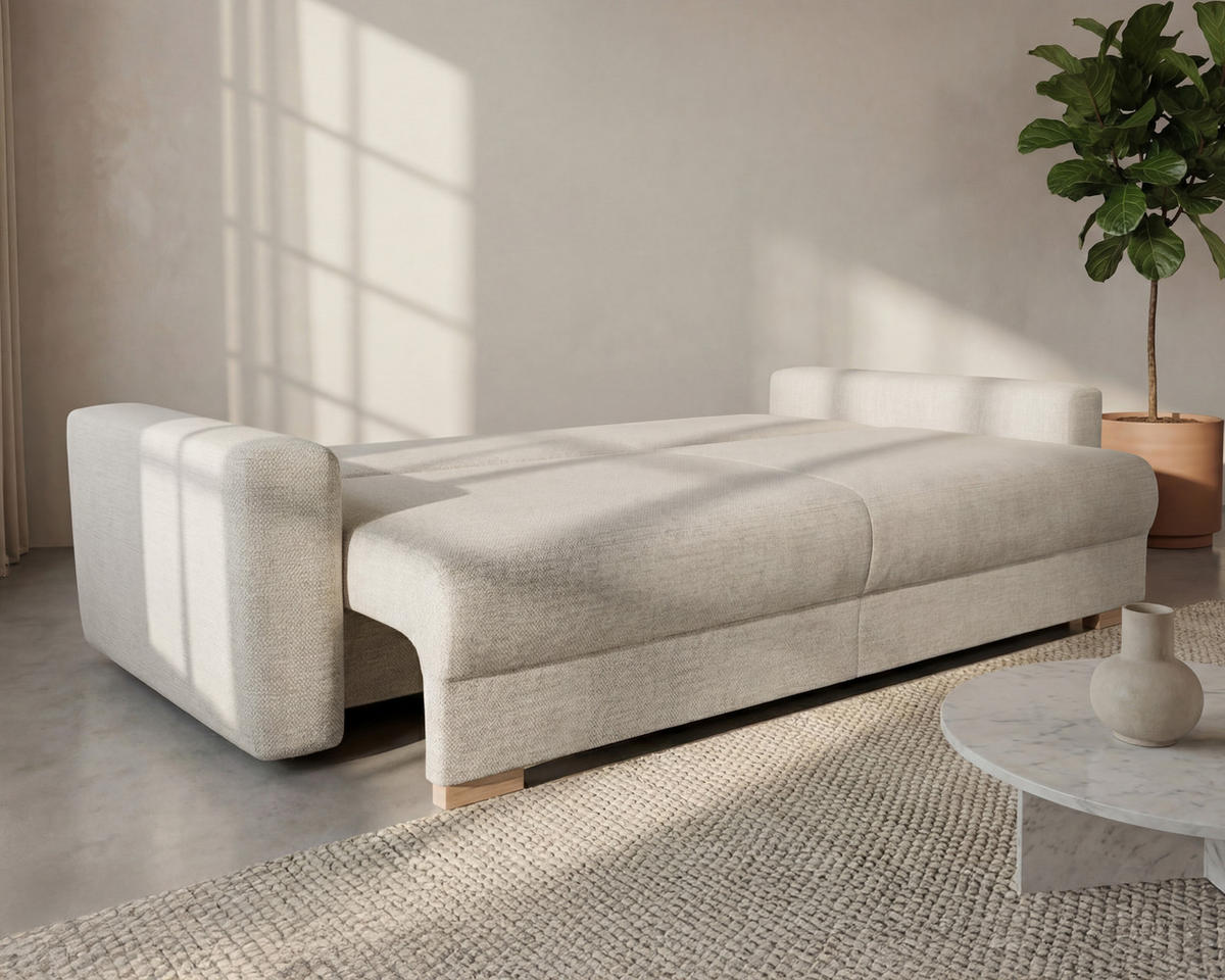 3-SITZER-SCHLAFSOFA ELMA mit Bettfunktion, Beige - Beige, Holz (230/79/93cm) - Homesy