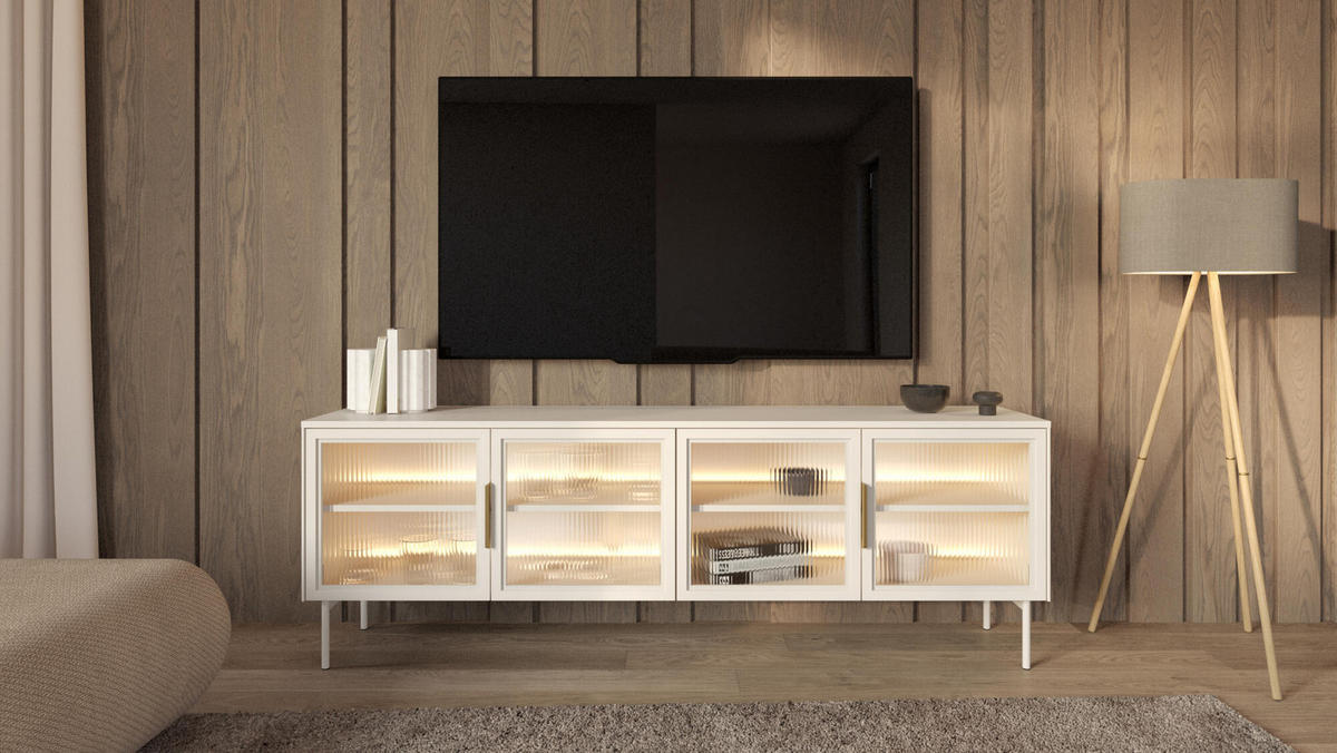 SIDEBOARD LUMI Beige 181x39x62 cm - Beige, Holzwerkstoff (181/62/39cm) - FURNLUX