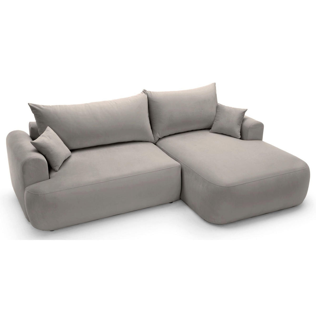 ROHOVÁ pohovka Ovo svetlosivá s vodoodpudivým zamatovým poťahom - čierna/svetlosivá, textil/plast (165/260cm) - Selsey