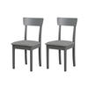 STUHL Hugo 1 (2er Set) - Graphitfarben/Nickelfarben, Holz (43/86/40cm) - Leaf Design