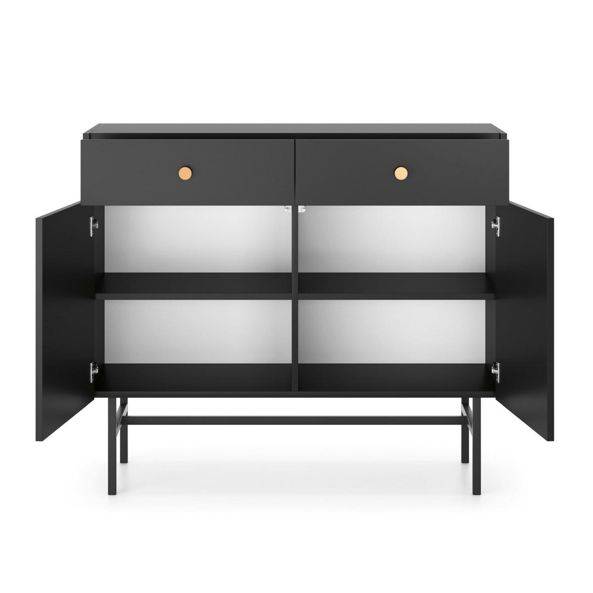 SIDEBOARD Divenos Schwarz 104 cm - Goldfarben/Schwarz, Holzwerkstoff/Metall (104.4/89.4/39cm) - Selsey