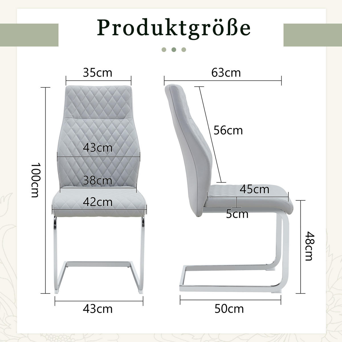 SCHWINGSTUHL DE-36563 2er-Set mit PU-Bezug und Metallrahmen Hellgrau - Hellgrau, Metall (63/100/43cm) - ComfortXL