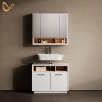 BADMÖBEL-SET Temo Weiß 2 Teile - Weiß/Sonoma Eiche, Holzwerkstoff (80/72/40cm) - Livinity®