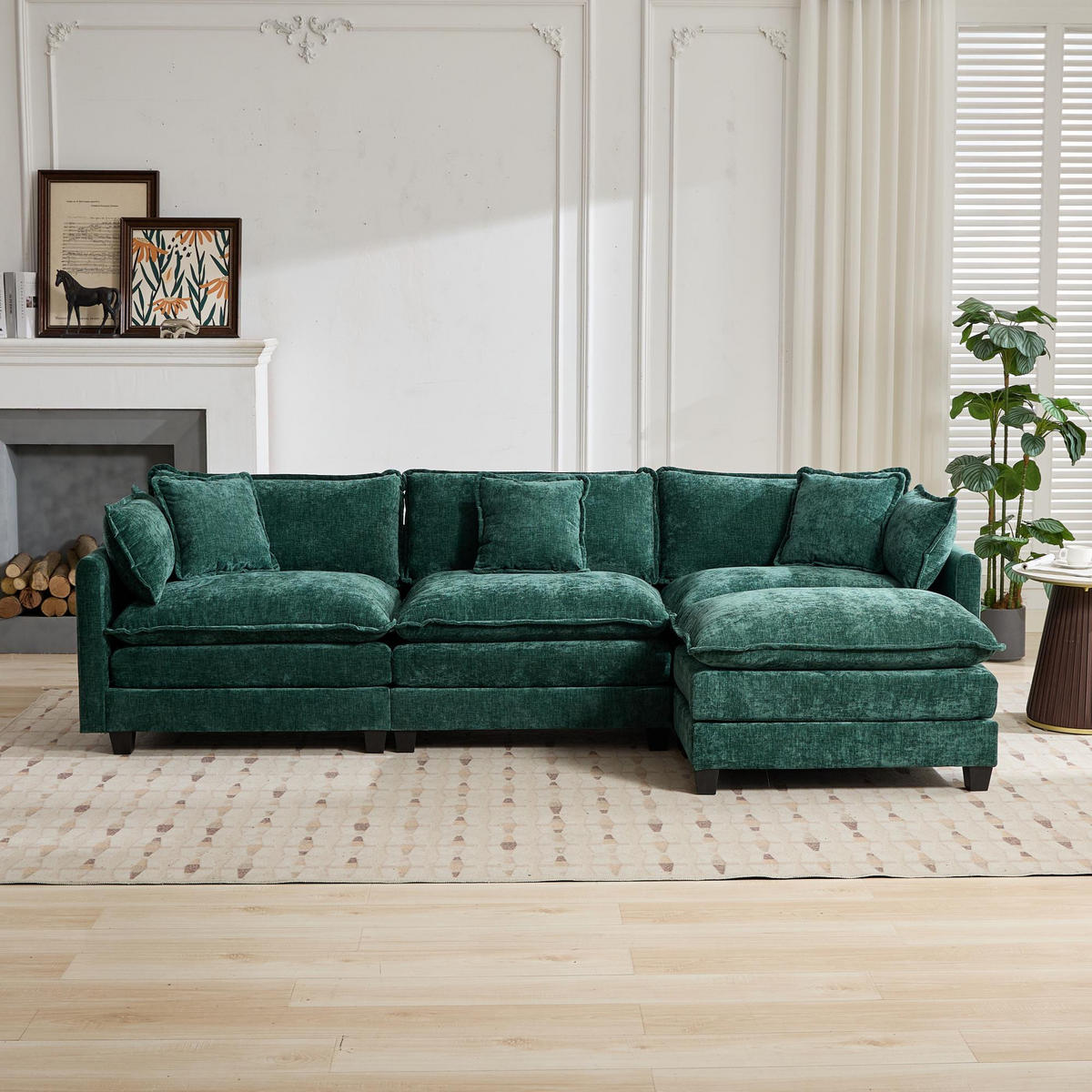 3-SITZER-SOFA aus Chenille mit modularem Aufbau, grün - Grün, Textil (75/84/289cm)