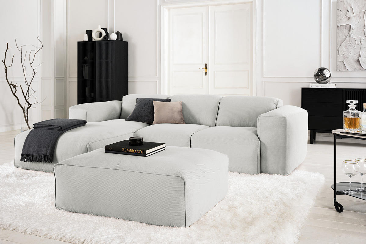 3-SITZER ECKSOFA mit Longchair - Schwarz/Grau, Kunststoff/Textil (251/173cm) - home24