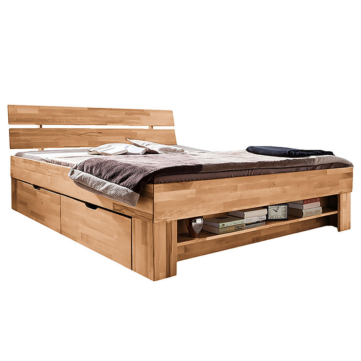 MASSIVHOLZBETT - Kernbuche massiv, geölt - Kernbuche, Holz (140/200cm) - home24