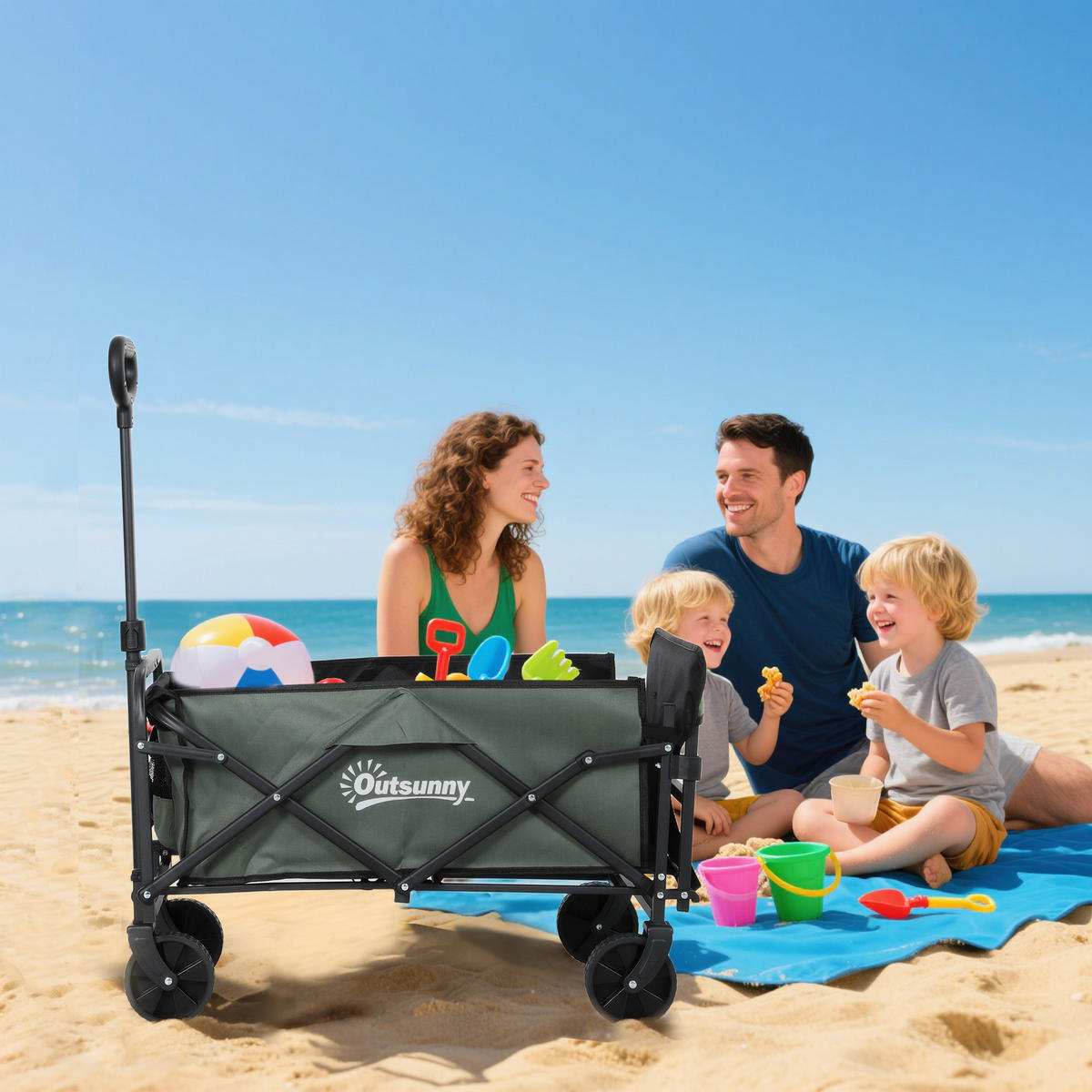 GARTENWAGEN DE-10465 klappbar, 72 L, 90 kg Grün - Grün, Metall (48/92/76cm) - ComfortXL