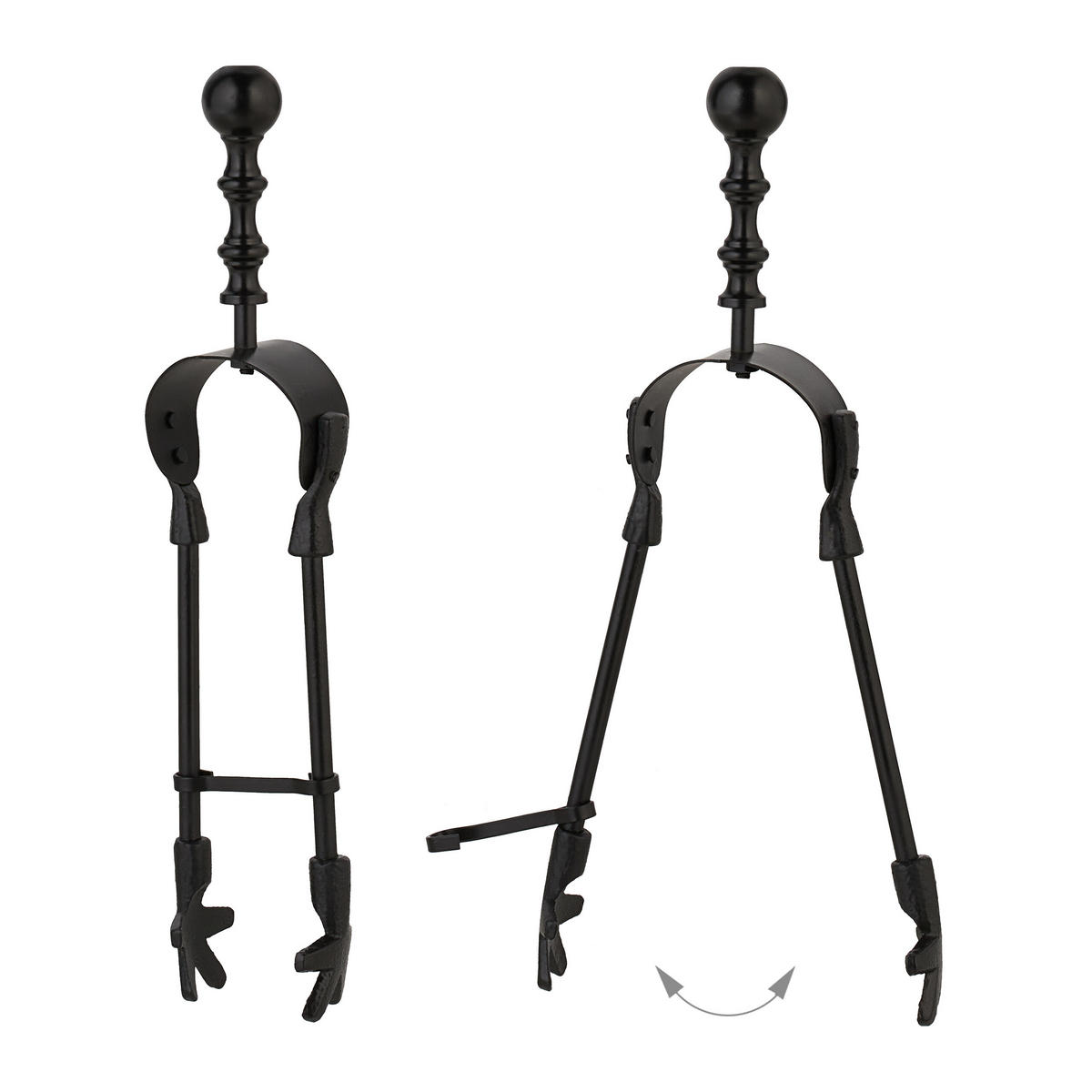 5-TLG.KAMINBESTECK-SET - Schwarz, Textil/Metall (11.5/41/11.5cm) - Relaxdays