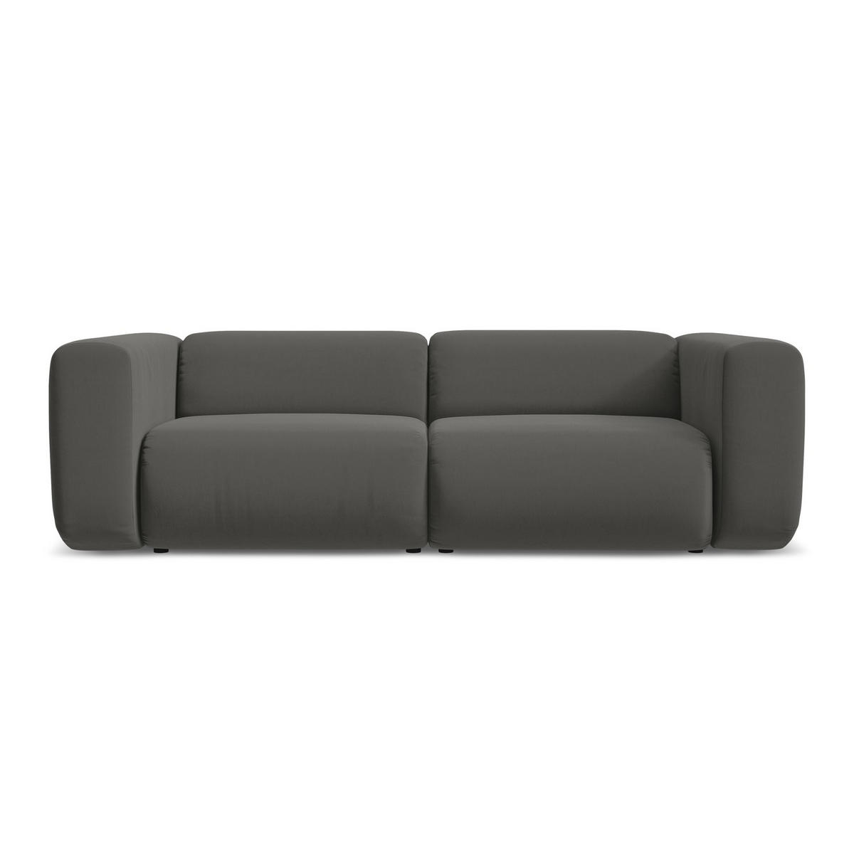 3-SITZER SOFA Samt Stoff Grau - Dunkelgrau/Schwarz, Kunststoff/Textil (228/70/89cm) - LaMiaSofa
