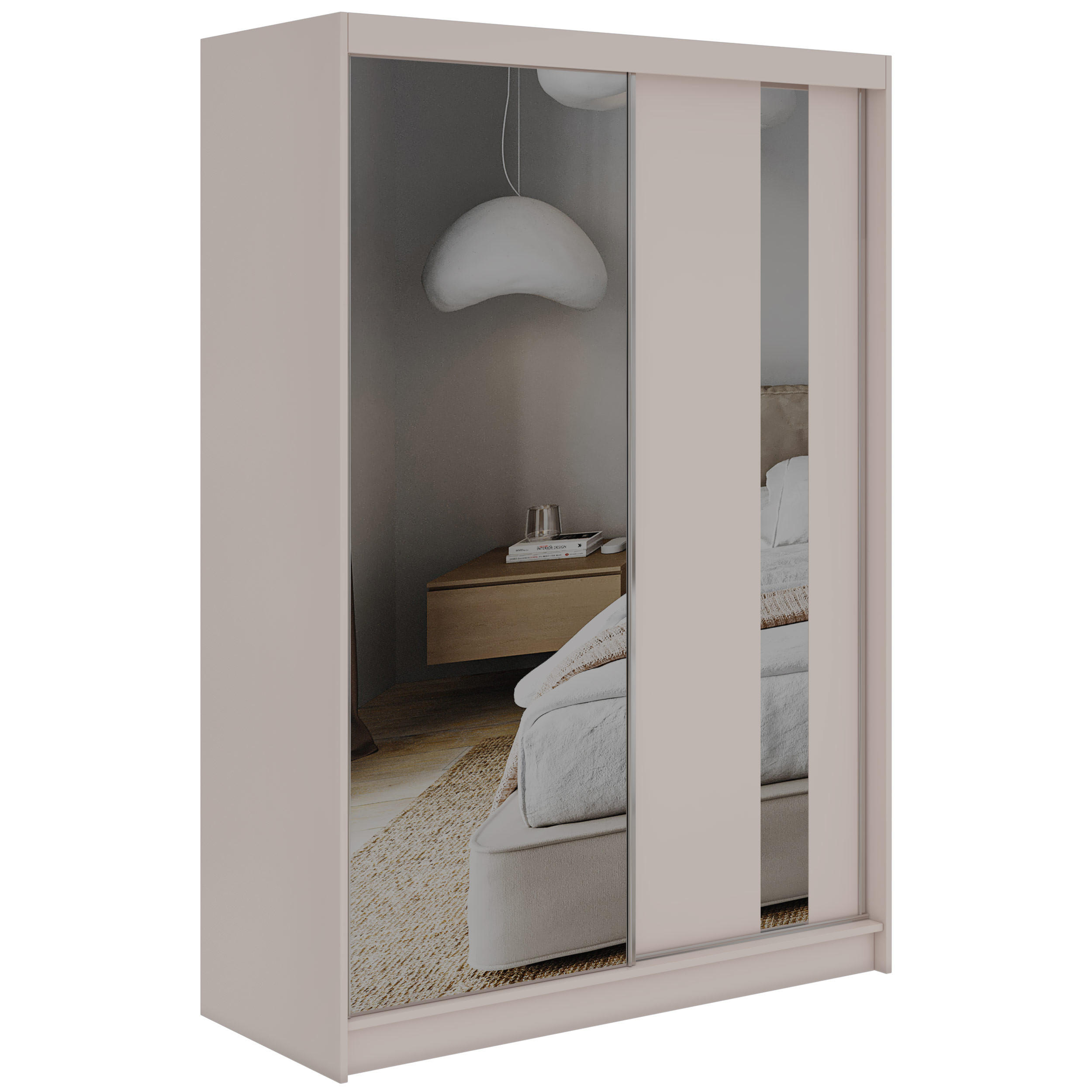 SCHWEBETÜRENSCHRANK 150 - GRECJA - Kaschmir mit Spiegel - Kaschmir/Alufarben, Holzwerkstoff/Metall (150/216/61cm) - MKS