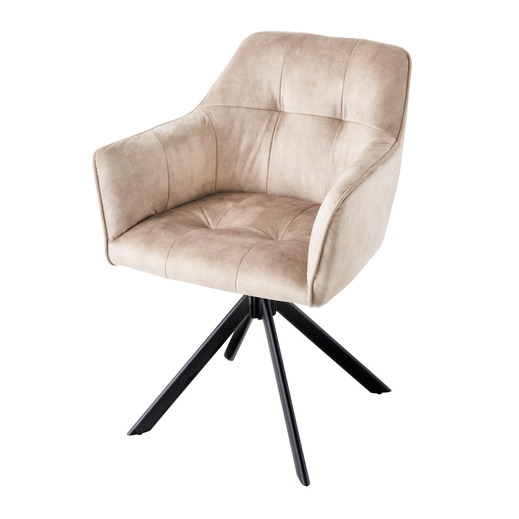 ARMLEHNSTUHL LOFT Samt Champagner, Schwarz - Champagner/Beige, Textil/Metall (60/83/61cm) - riess-ambiente