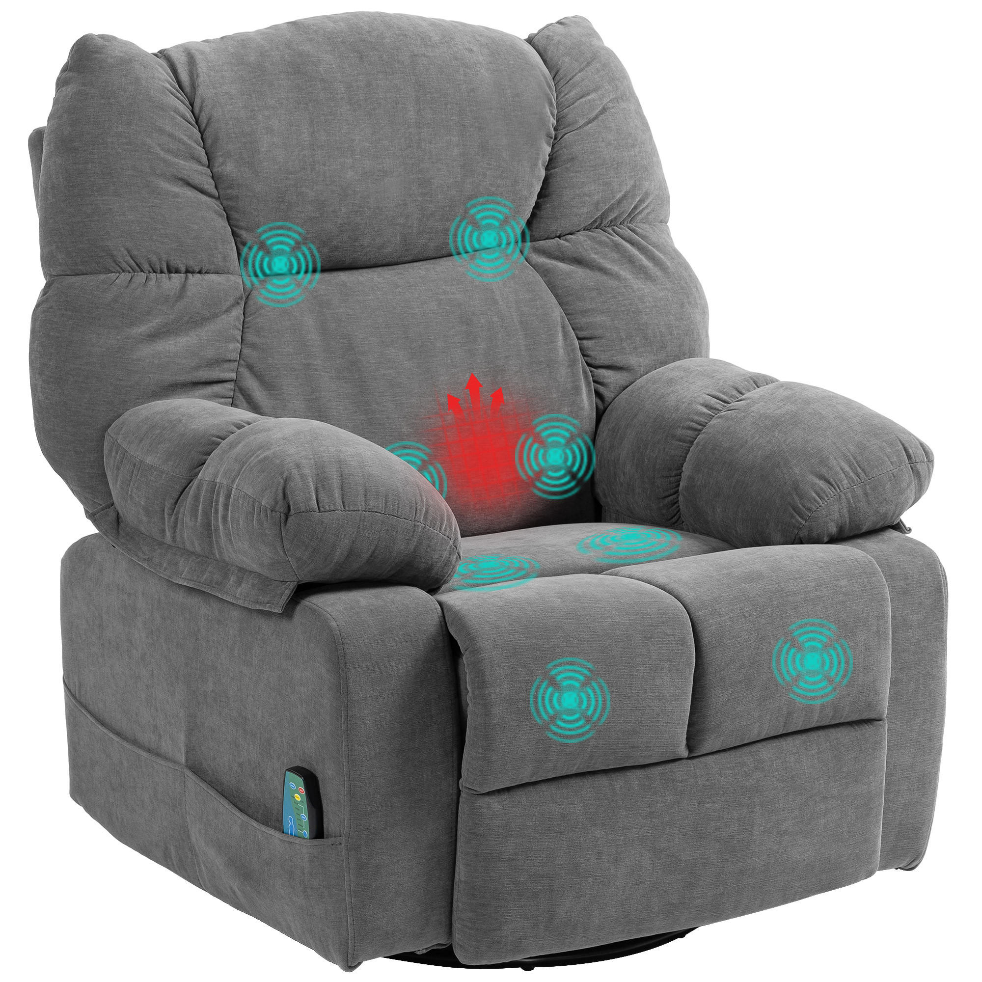MASSAGESESSEL DE-06381 145° neigbar Dunkelgrau - Dunkelgrau, Textil/Metall (90/98/98cm) - ComfortXL
