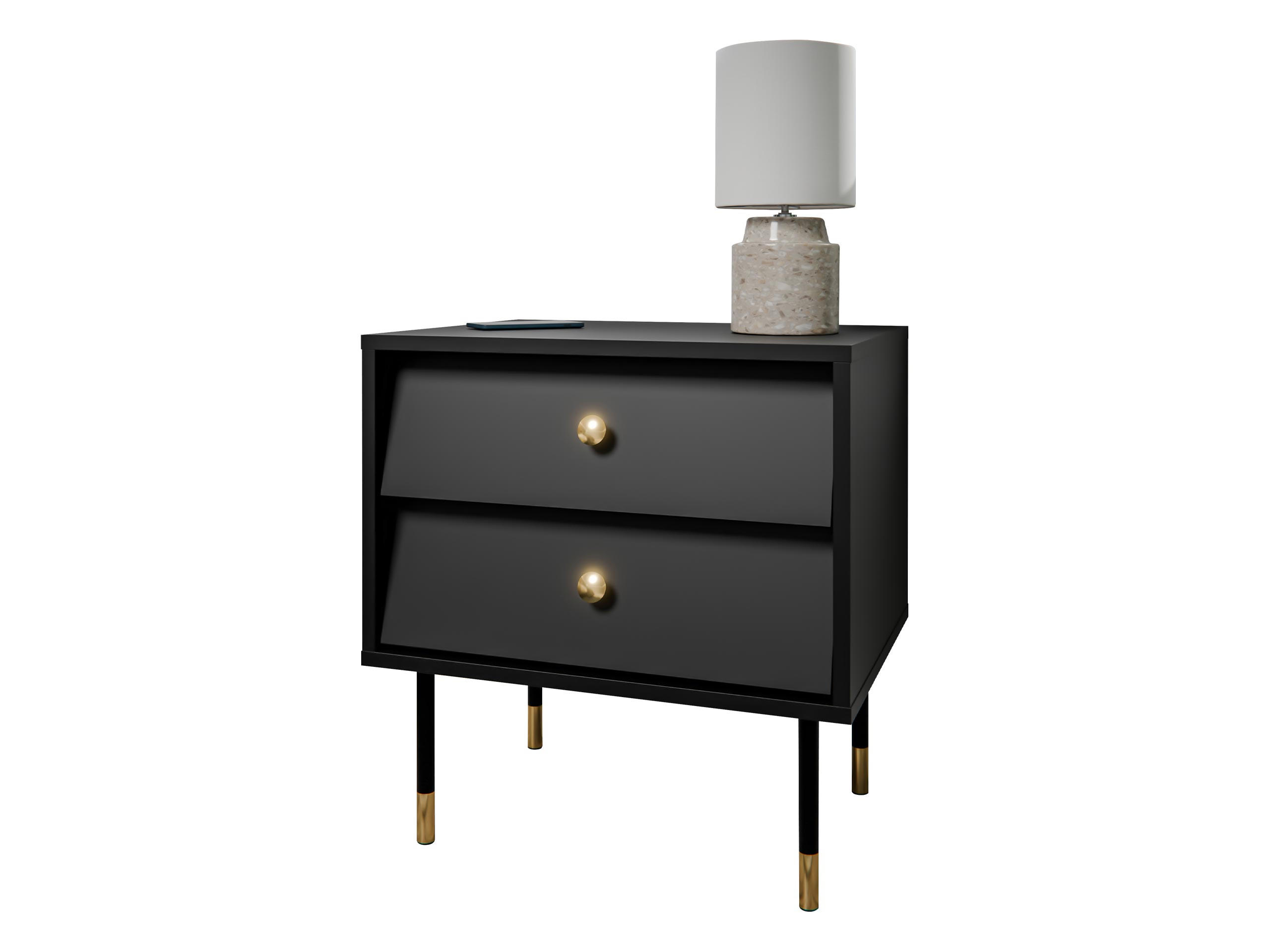 NACHTTISCH-SET Valerio 2S (2 Stück) - Goldfarben/Schwarz, Holzwerkstoff/Kunststoff (52/55/39cm) - MIRJAN24