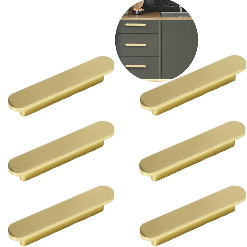 MÖBELGRIFF Gold 6er-Set 64 mm gebürstetes Messing - Silberfarben, Metall (1.85/1.65/9.5cm)
