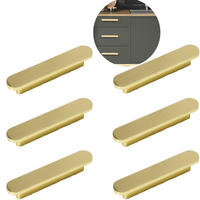 MÖBELGRIFF Gold 6er-Set 64 mm gebürstetes Messing - Silberfarben, Metall (1.85/1.65/9.5cm)