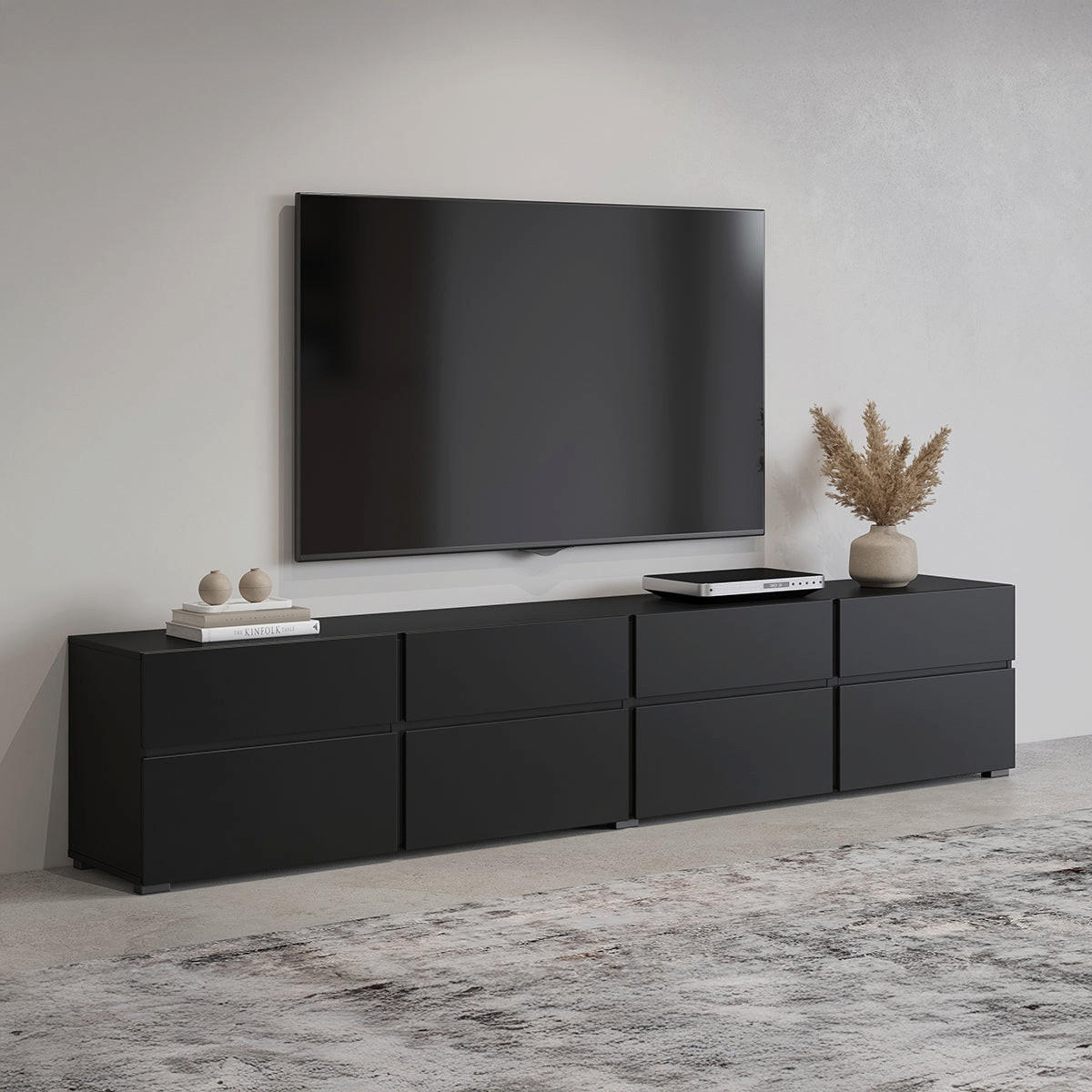 TV STOLEK Lilia Černá - černá, kompozitní dřevo (225/48/40cm) - Petits-meubles