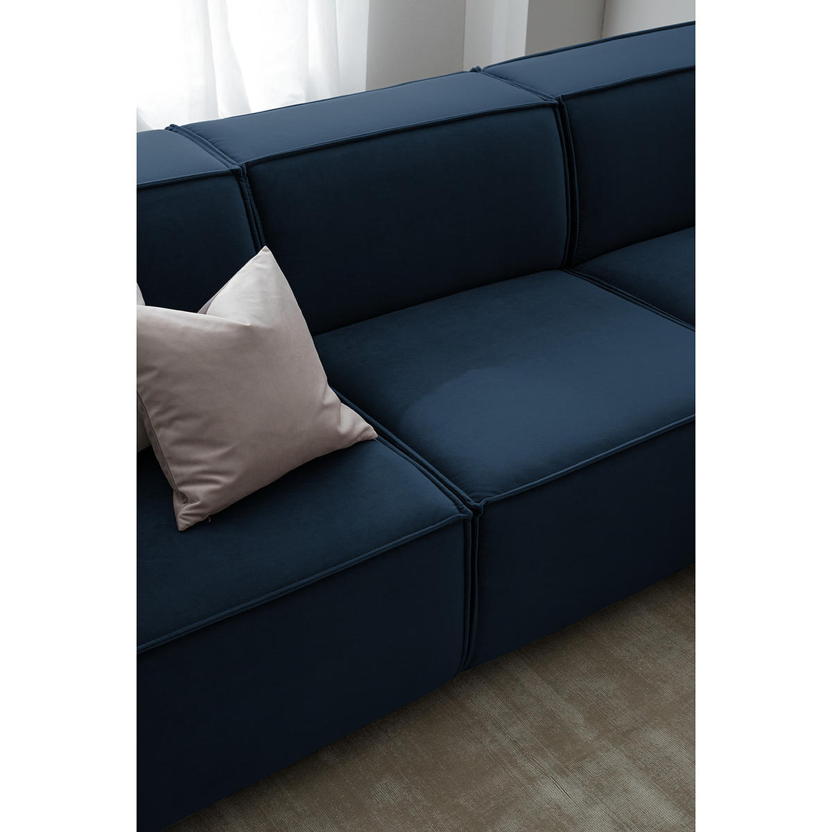 ECKSOFA mit Longchair - Schwarz/Dunkelblau, Kunststoff/Textil (260/177cm) - home24