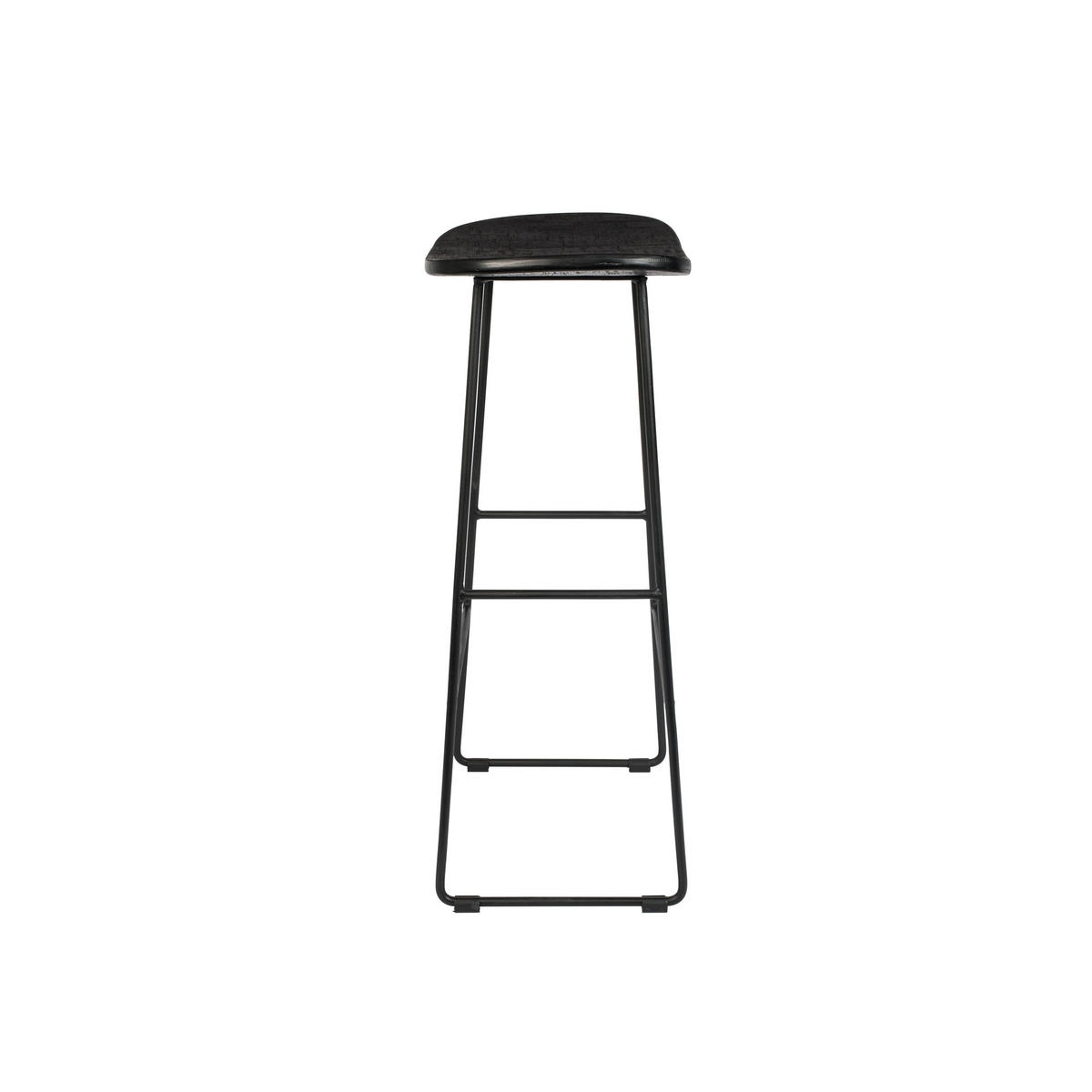 BARHOCKER aus recyceltem Teakholz und Metall, H76 cm - Tangle - color_black - Schwarz, Holz (40/80/30cm) - Drawer