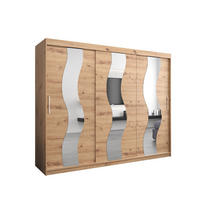 SCHWEBETÜRENSCHRANK 200/250/62 2-türig - Silberfarben/Eiche Artisan, Holz/Kunststoff (250/200/62cm) - Abiks Möbel
