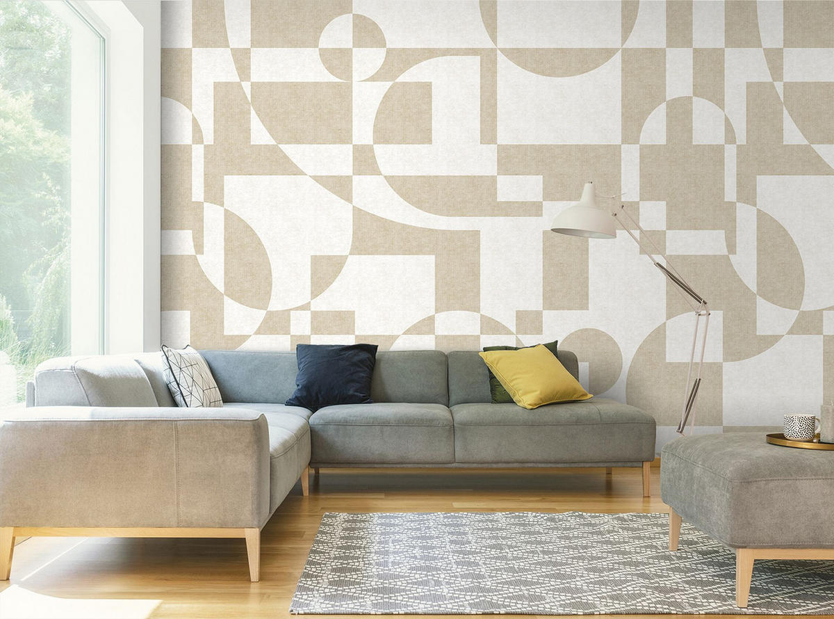 FOTOTAPETE geometrische Formen 318 x 280 cm - Beige, Papier (318/280cm) - Sanders & Sanders