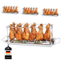 HÄHNCHENSCHENKEL-HALTER 4er Set, silber - Edelstahlfarben, Metall (44.5/4/16cm) - bremermann