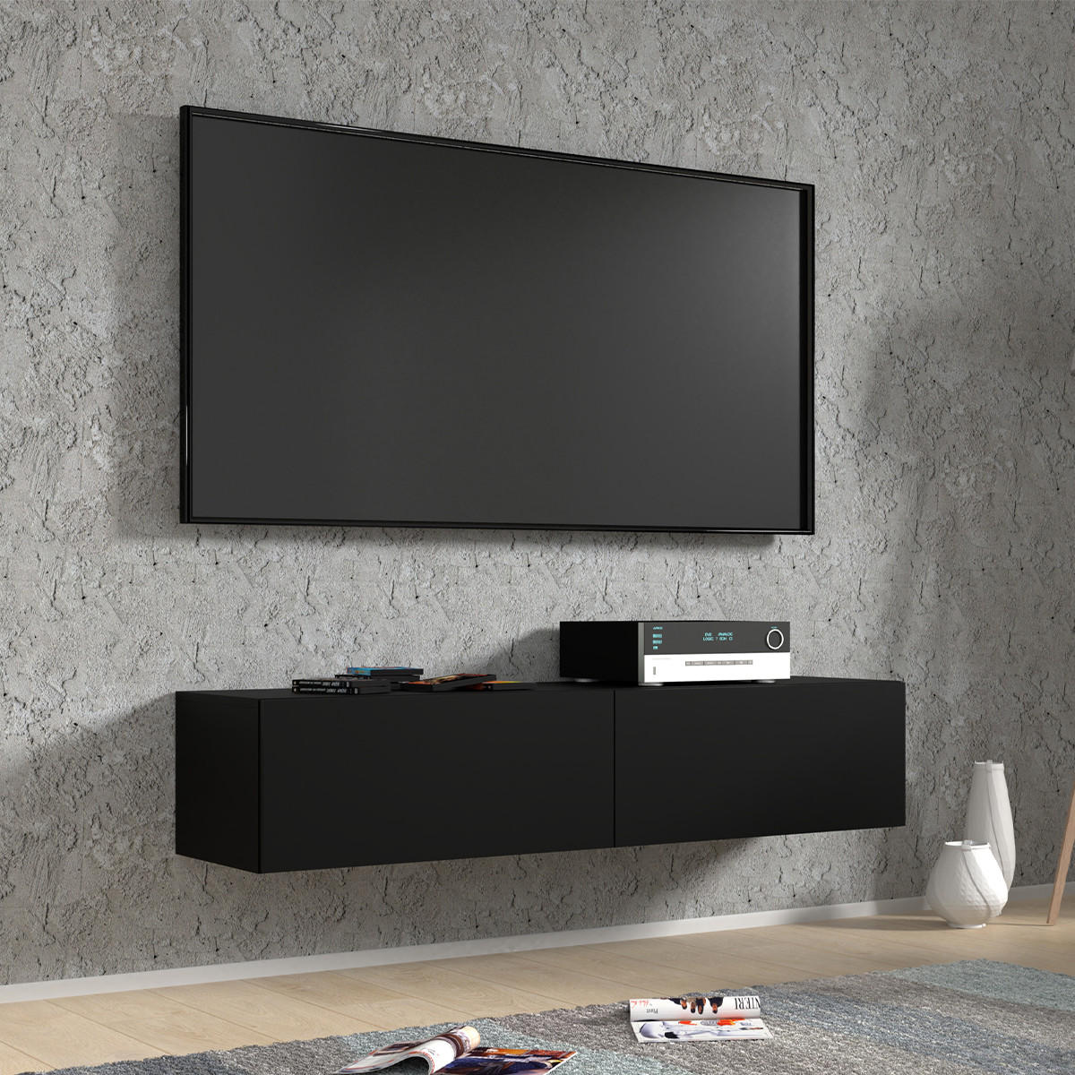 TV STOLEK Bali Matná černá - černá, kompozitní dřevo (140/30/40cm) - Petits-meubles