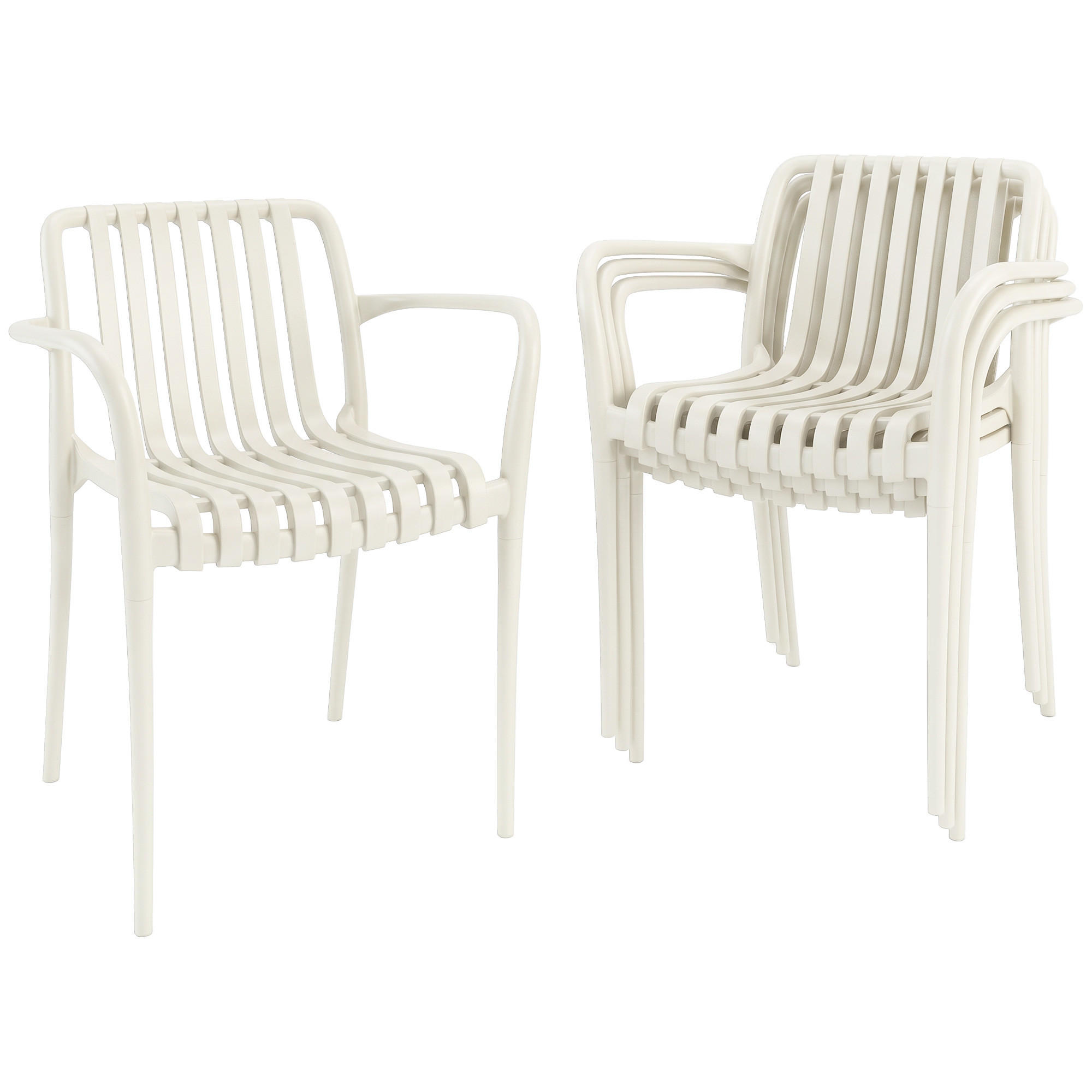 GARTENSTÜHLE 4er Set Kunststoff Cremeweiß - Creme, Kunststoff (55/81.5/58.5cm) - Outsunny