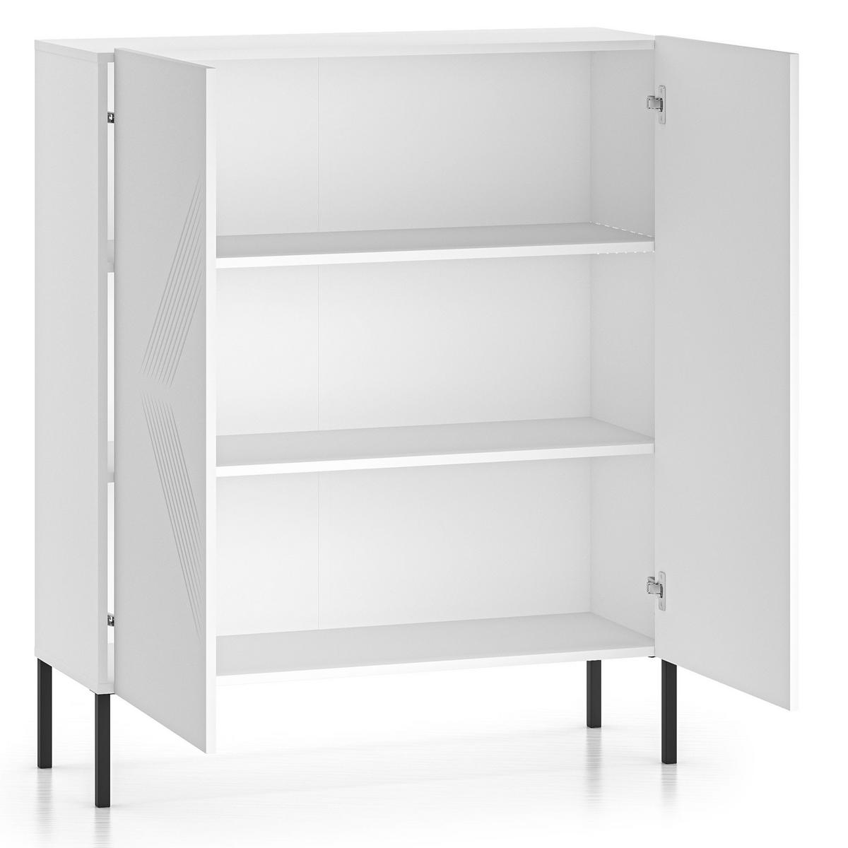 KOMMODE NEBRO,Weiß - Schwarz/Weiß, Holzwerkstoff (100/120/37cm) - KONSIMO®