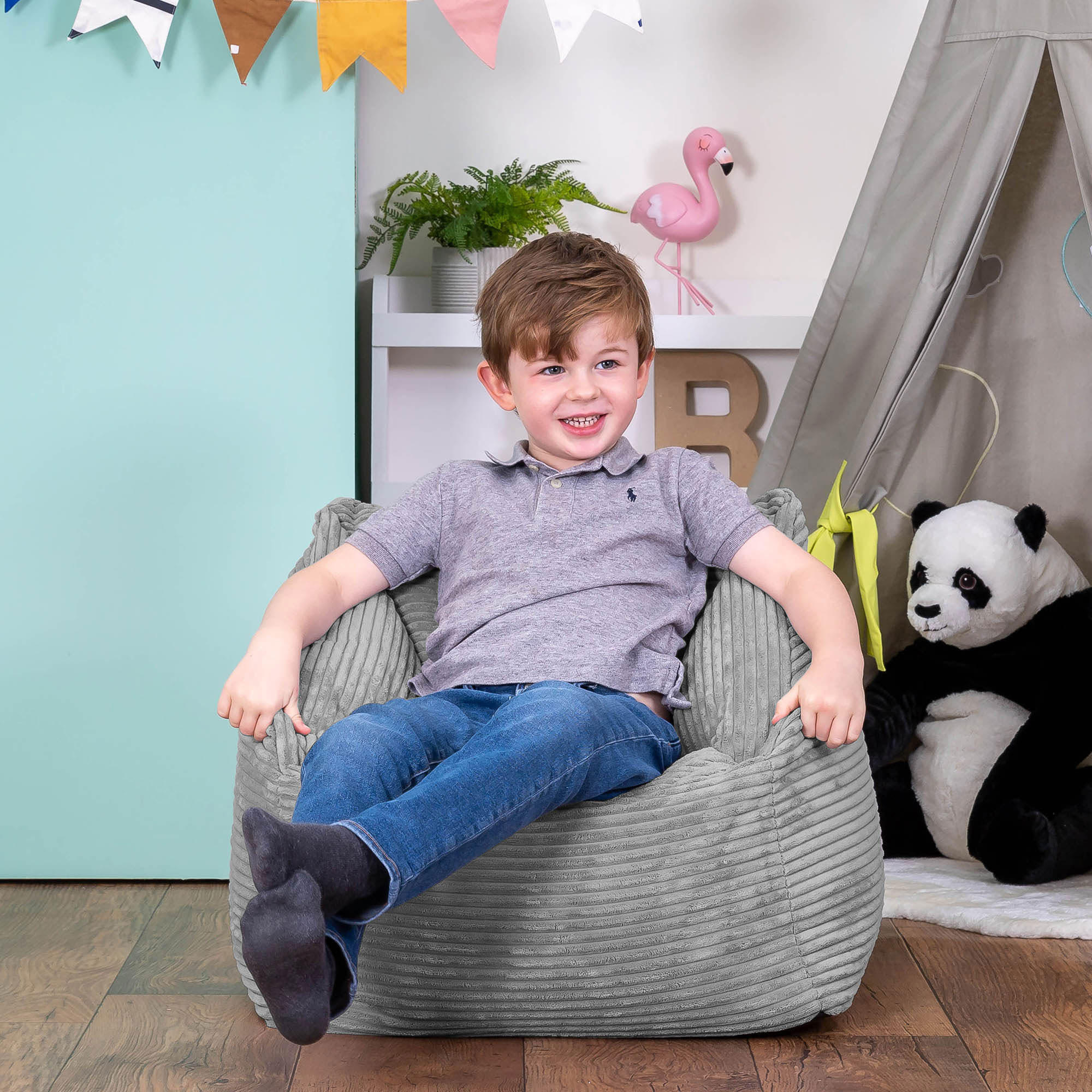 SITZSACK Flauschig für Kinder 2-tlg. - Grau, Textil (55/44/55cm) - icon