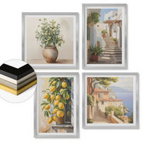 WANDBILDER 4er Set - 50x50 cm & 40x60 cm Silberner Rahmen - Zitronenblumen im Topf, Straßen - Silberfarben, Kunststoff (50/50cm) - ArtPrintCave